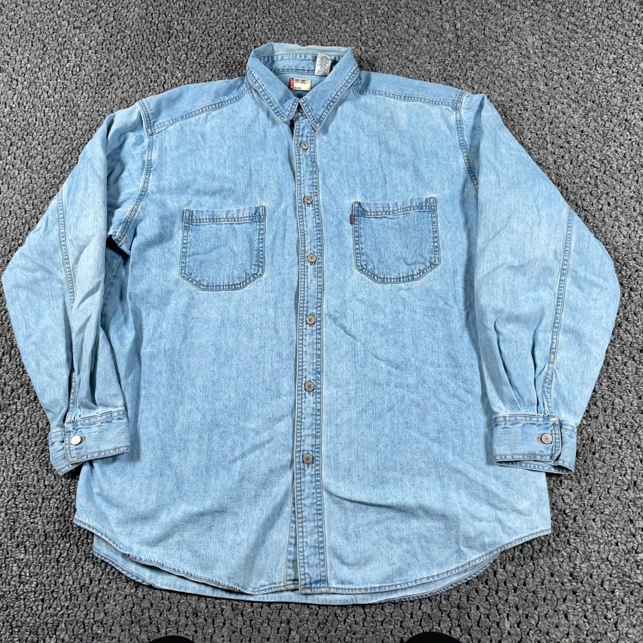 Levi's denim work shirt Blue denim with metal button... - Depop