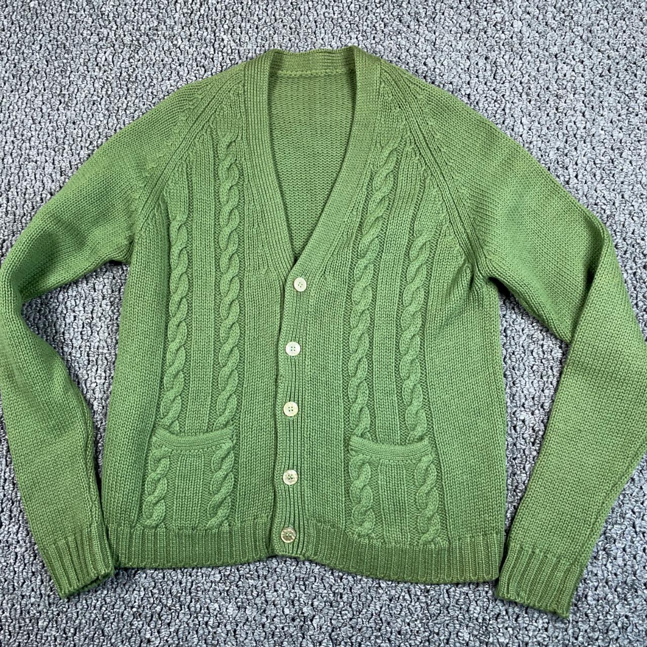 Vintage Knit Knit Green Cardigan popular Sweater M