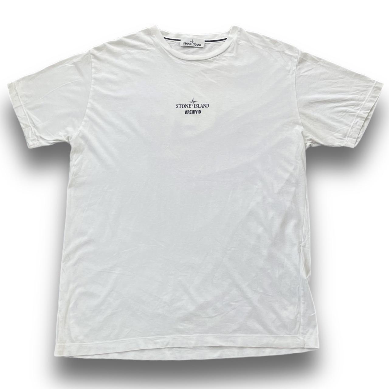 Stone Island Archivio Logo T-Shirt / White Size... - Depop