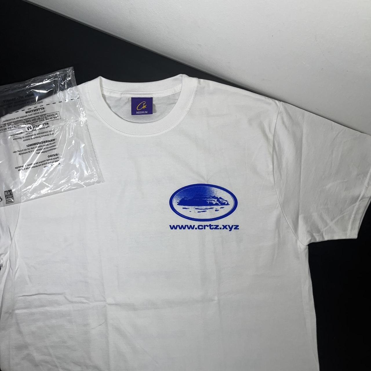 Corteiz Rally Vinylz Tee White Rare Brand new Blue... - Depop