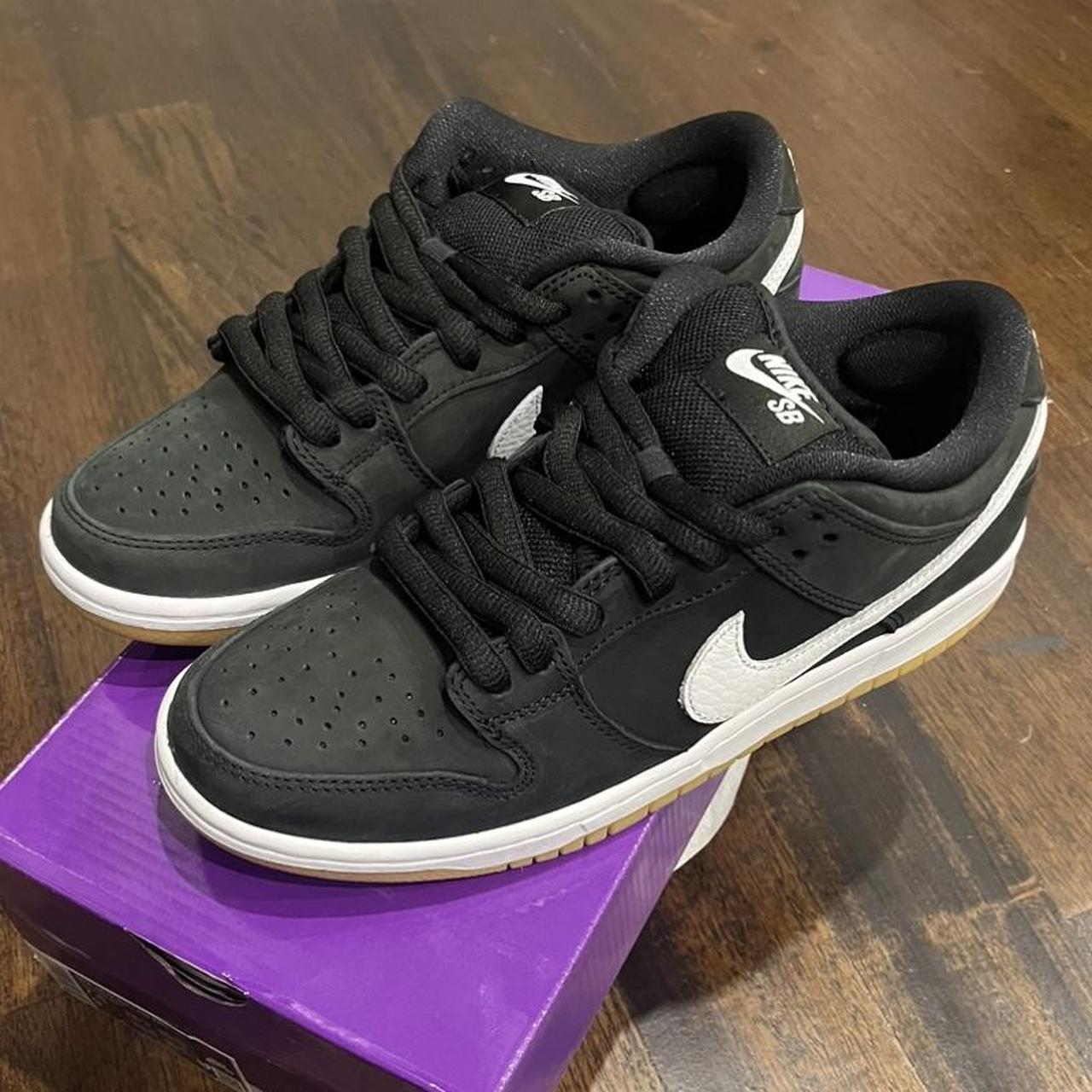 Nike SB Dunk Low Pro in Black/White/Gum size 7.5... - Depop