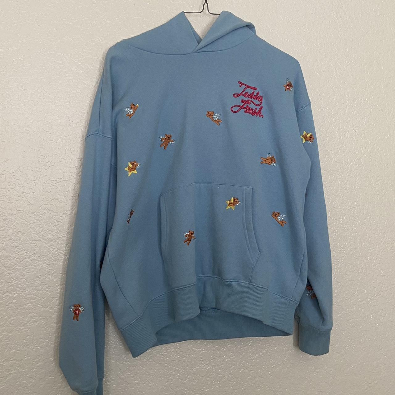 TEDDY FRESH blue angel bear hoodie size small - Depop