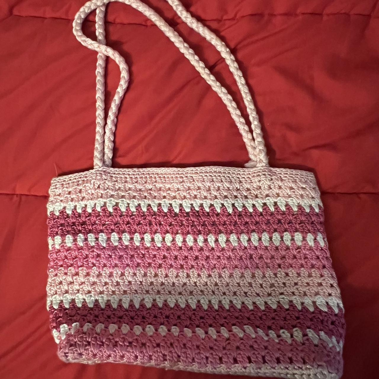 Crotchet/knit pink bag Beachy vibes. Could be used... - Depop