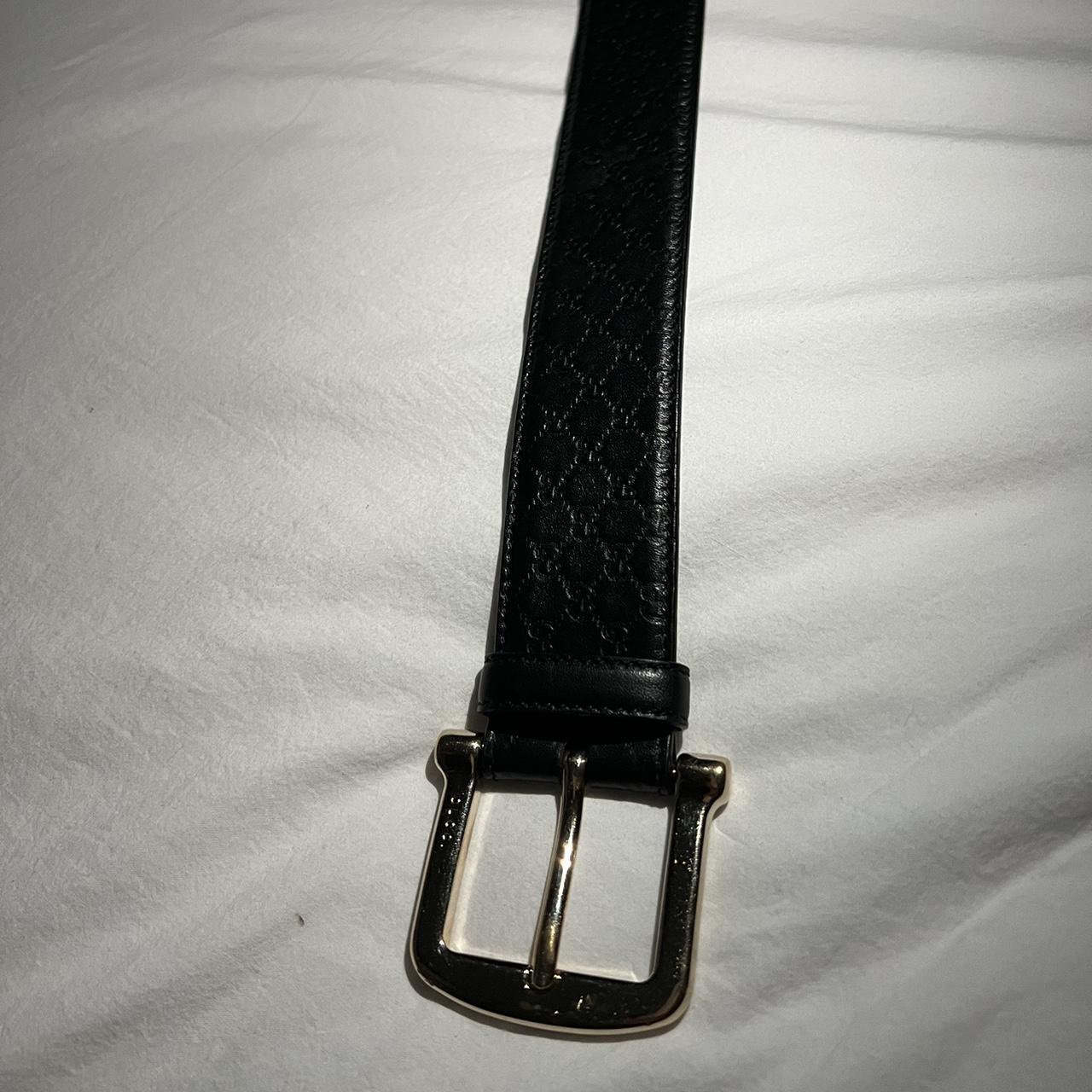 Gucci Men's Black and Gold Belt | Depop