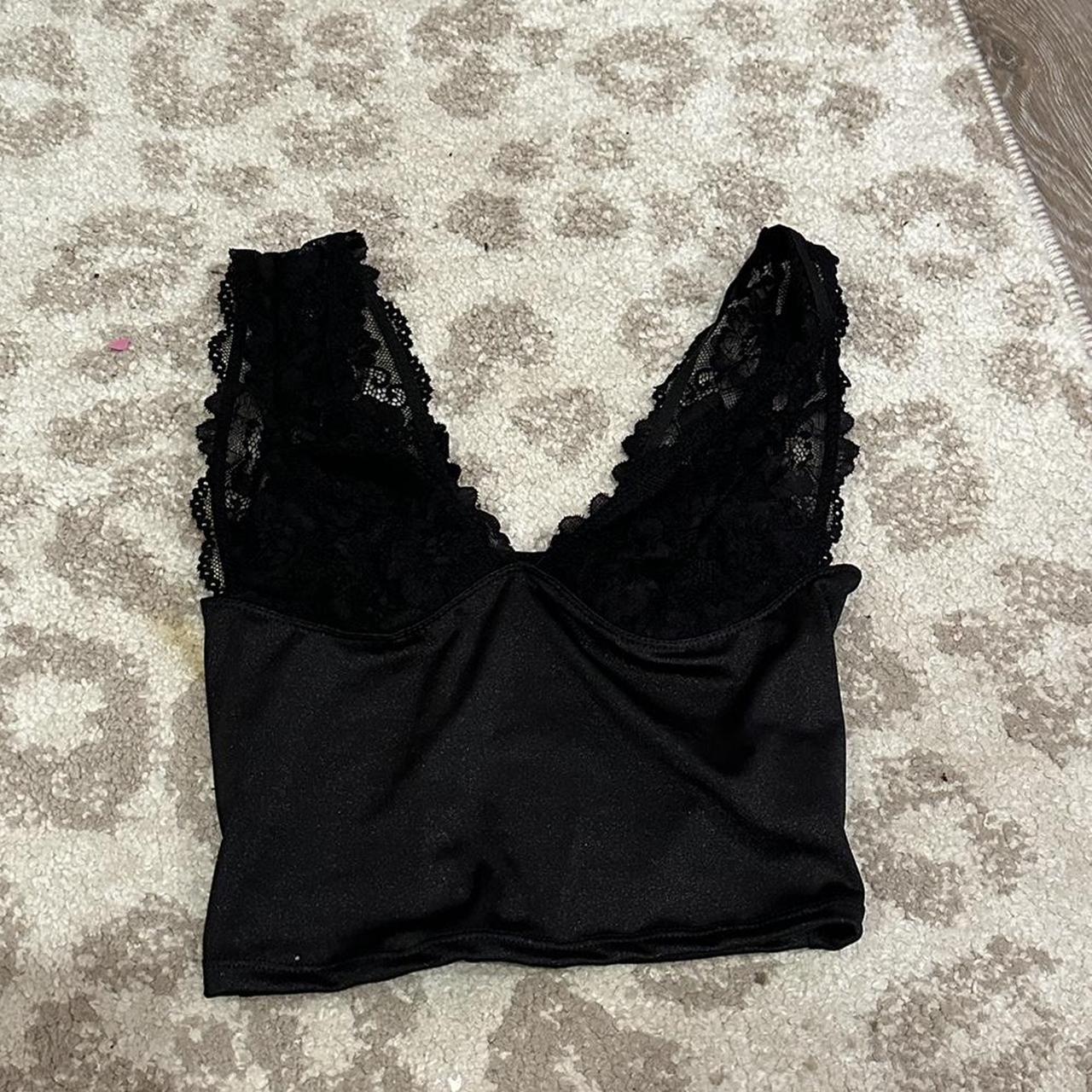 Black lace tank top size small Soft fabric with lace... - Depop