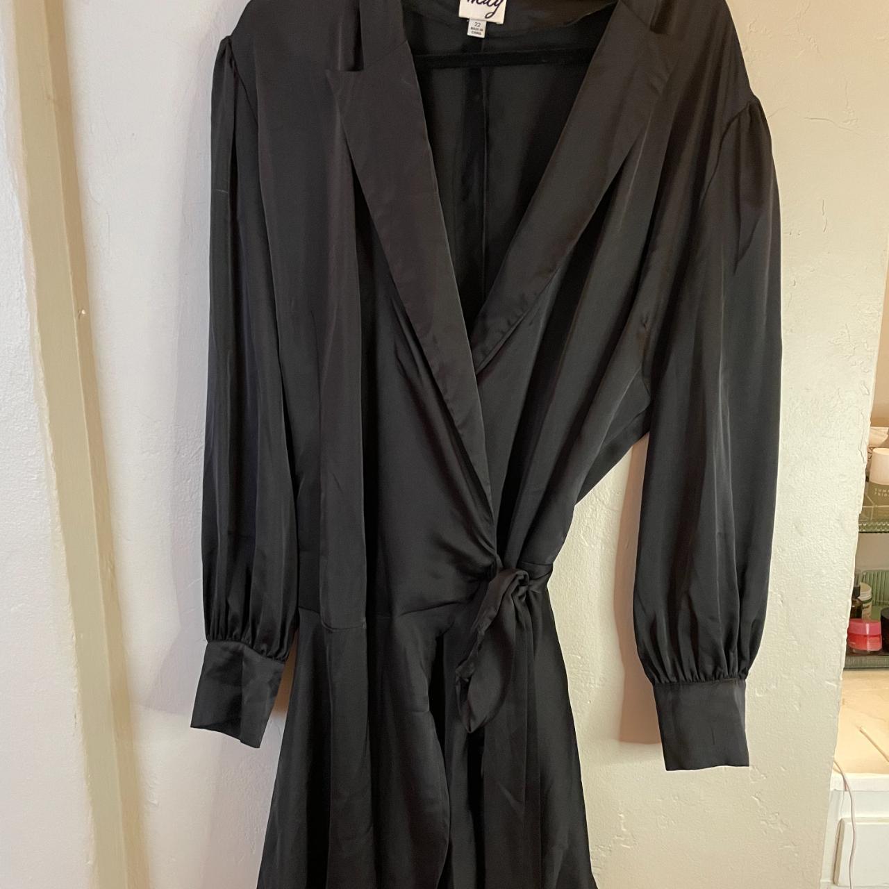 ASOS black satin wrap dress Collar neckline Wrap... - Depop