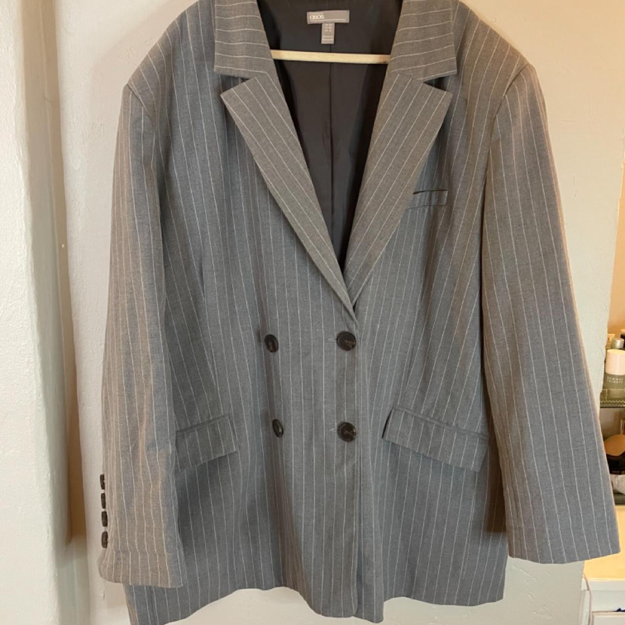 ASOS oversized grey blazer Lightly padded shoulder... - Depop