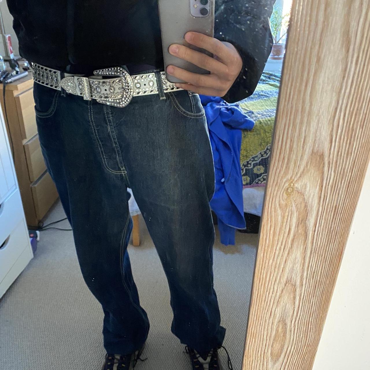 Men's White and Grey Belt Depop