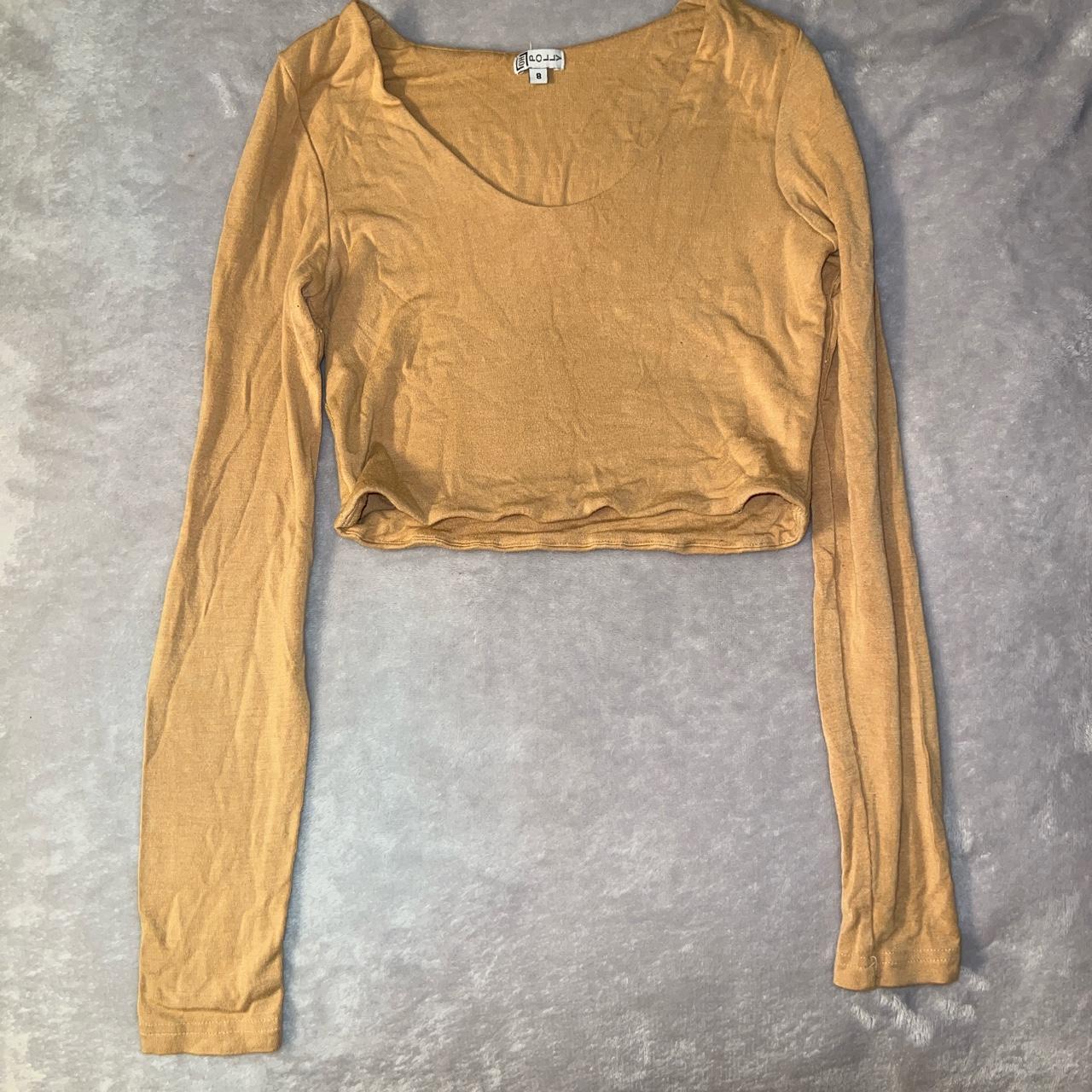 Oh polly tan long sleeve crop top size 8 free shipping - Depop