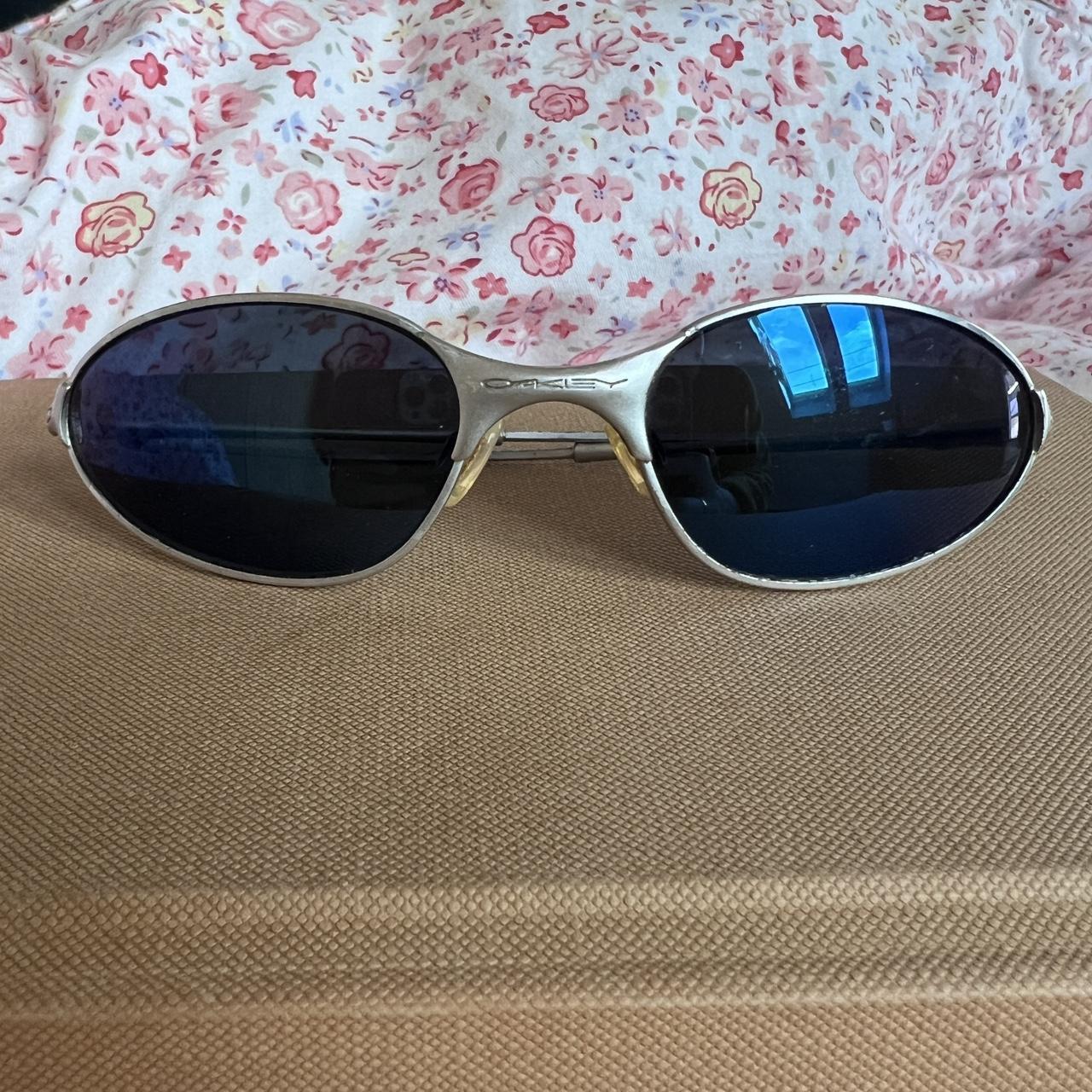 oakley style sunglasses with purple/clear frames. - Depop