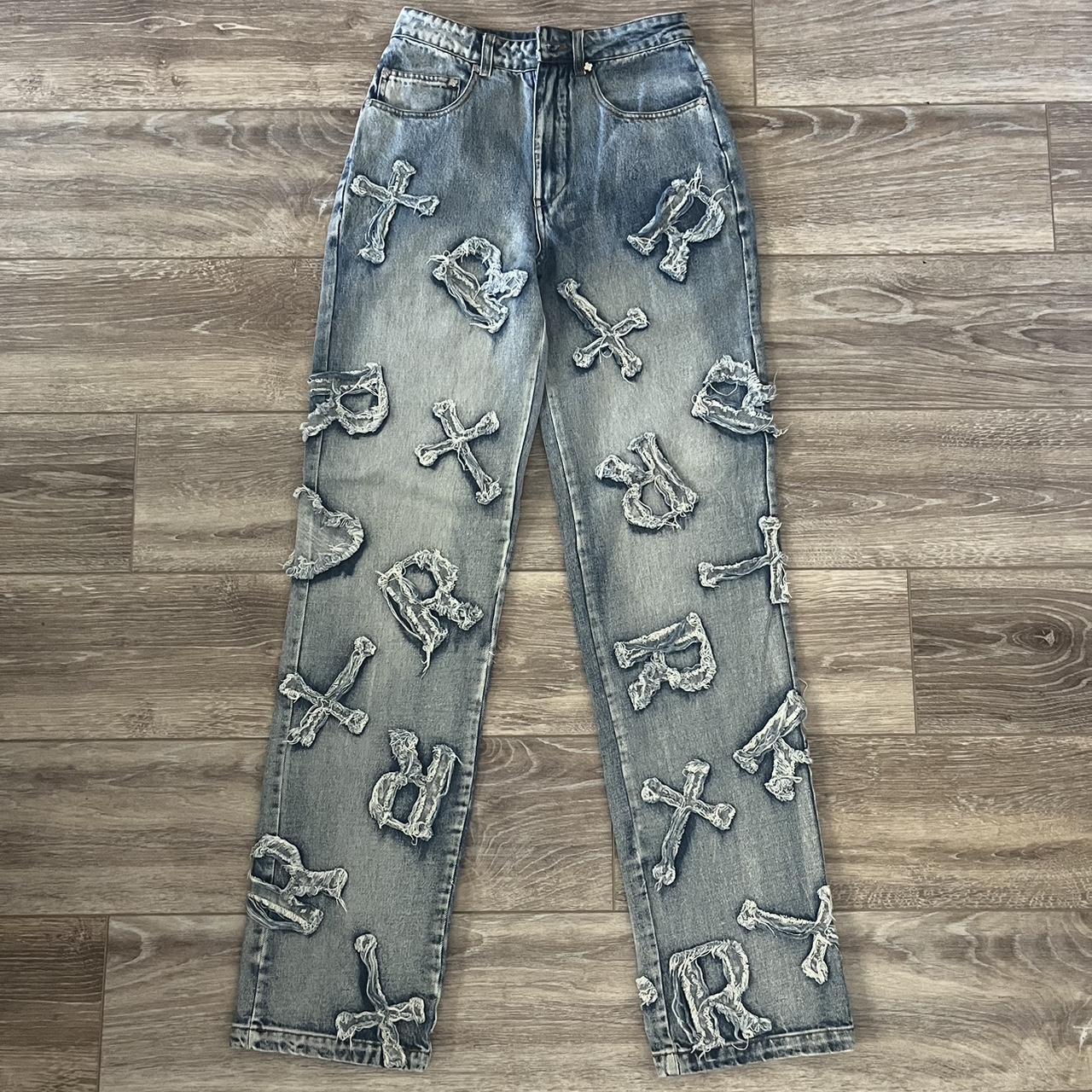Racer Worldwide Washed Ice Patch Jeans - Depop