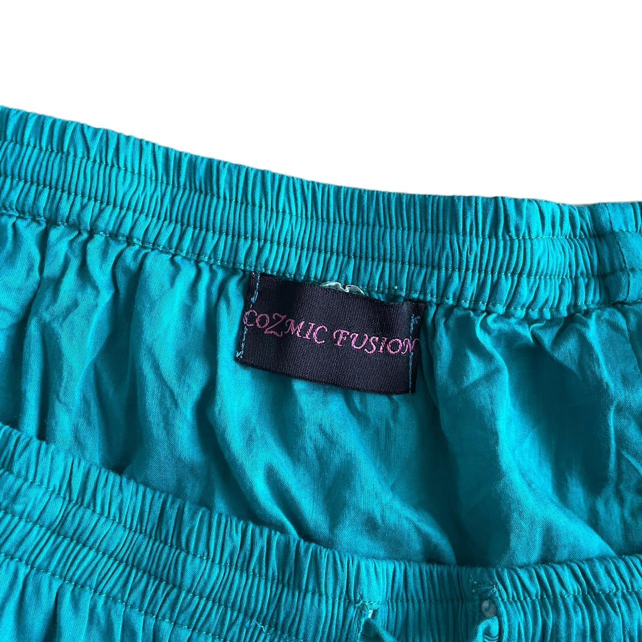 Teal embroidered tiered maxi skirt Has stretchy... - Depop