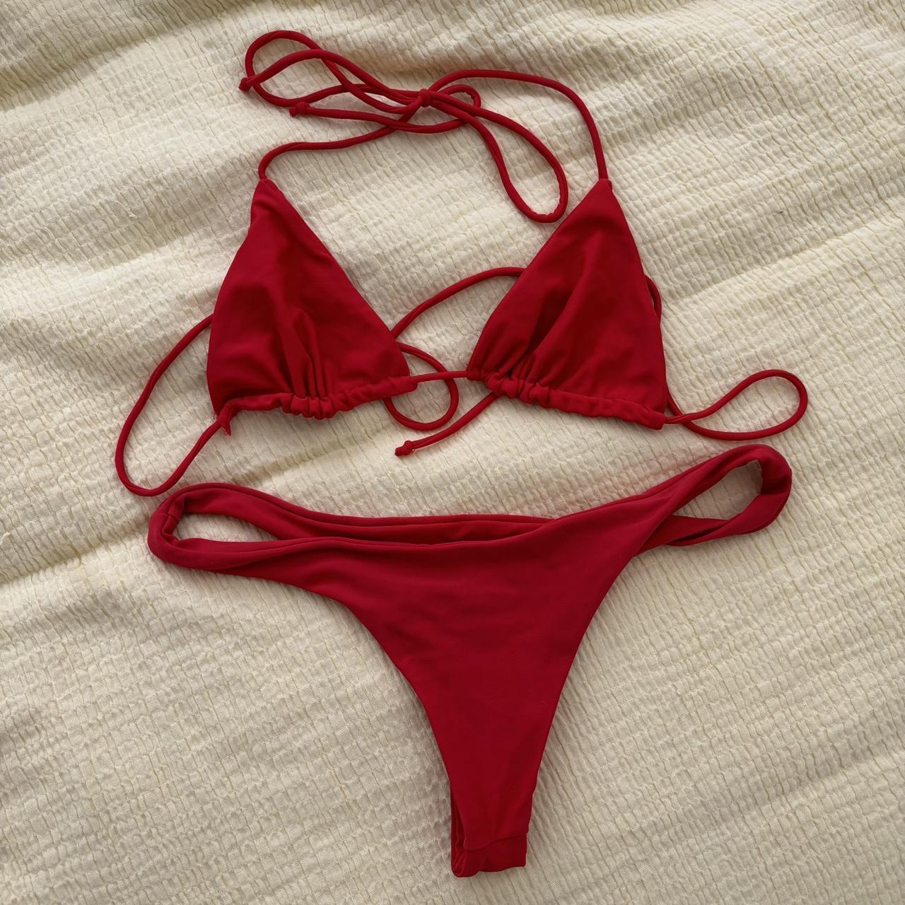 Ark Swimwear Red Bikini Size Xs Perfect Condition Depop