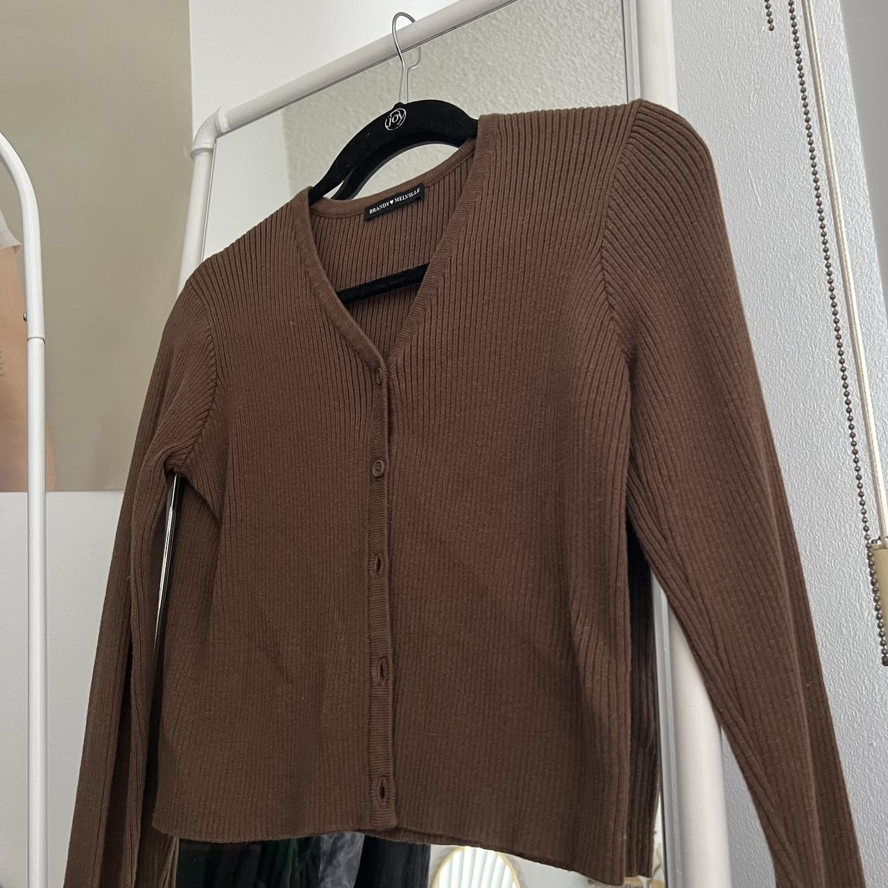 BRANDY MELVILLE LONG sleeve brown ribbed top £10.50 - PicClick UK