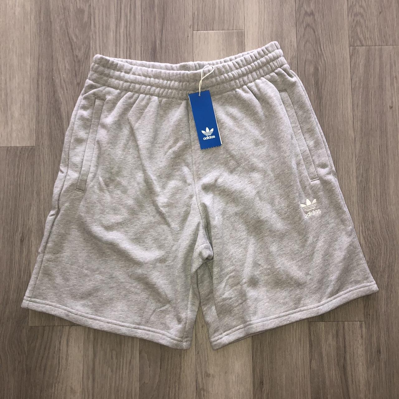 Mens Adidas grey shorts with white adidas trefoil... Depop