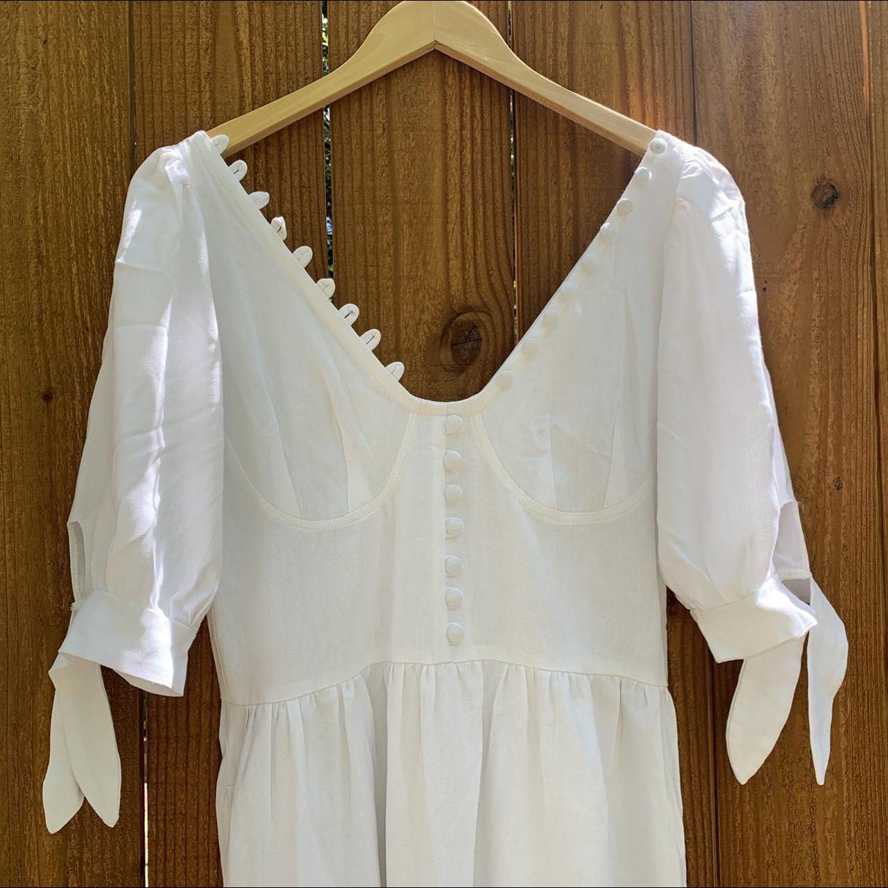 Tach Clothing linen dress with button detail, tie... Depop