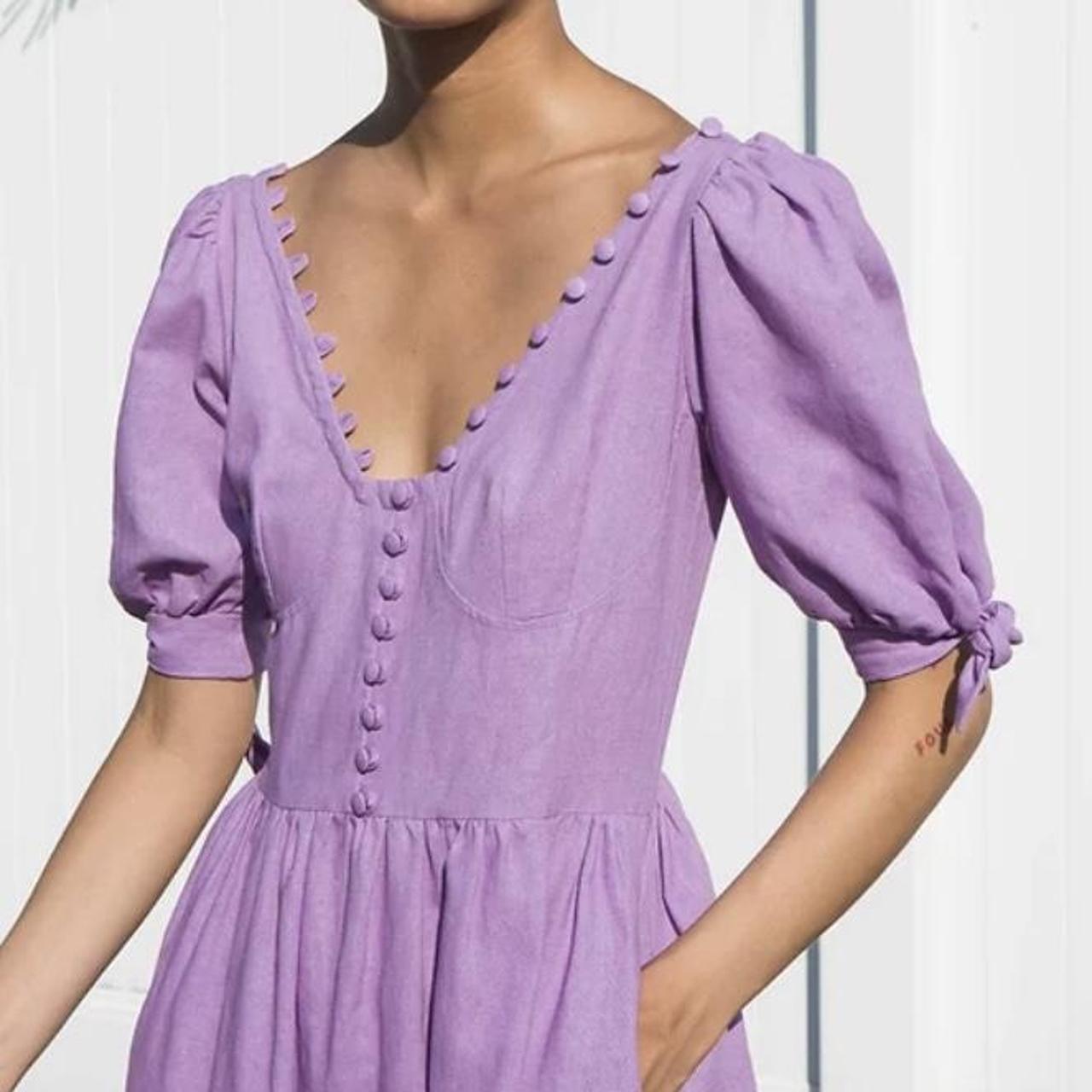 Tach Clothing linen dress with button detail, tie... Depop