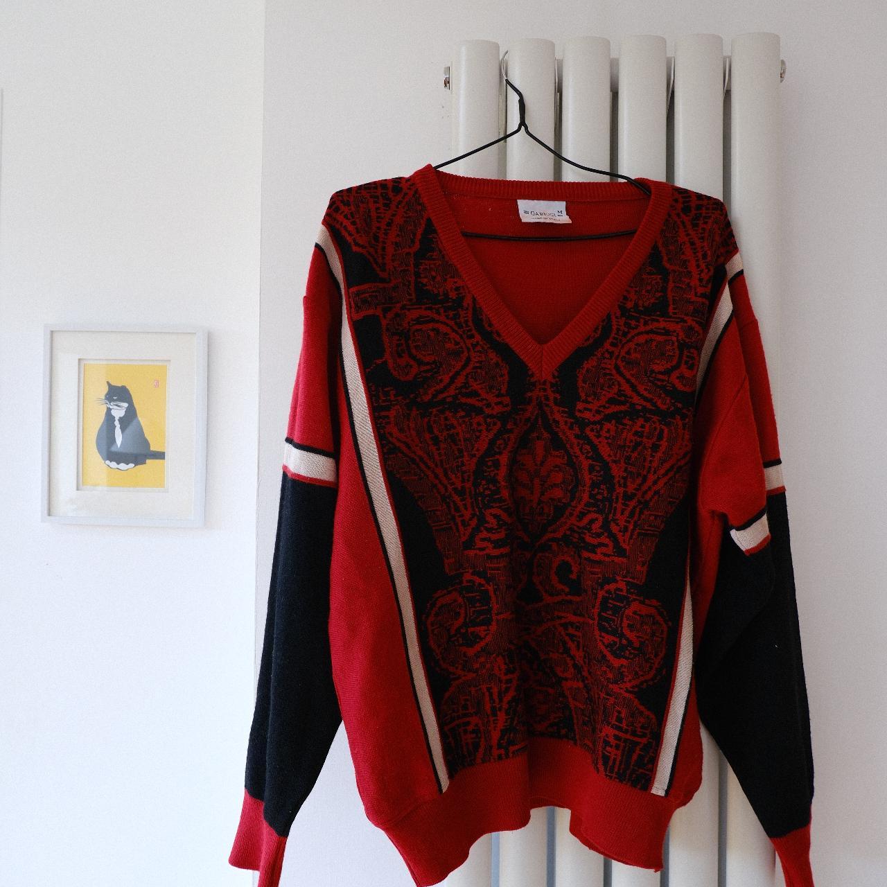 Lovely vintage Gabicci red v-neck jumper - size... - Depop