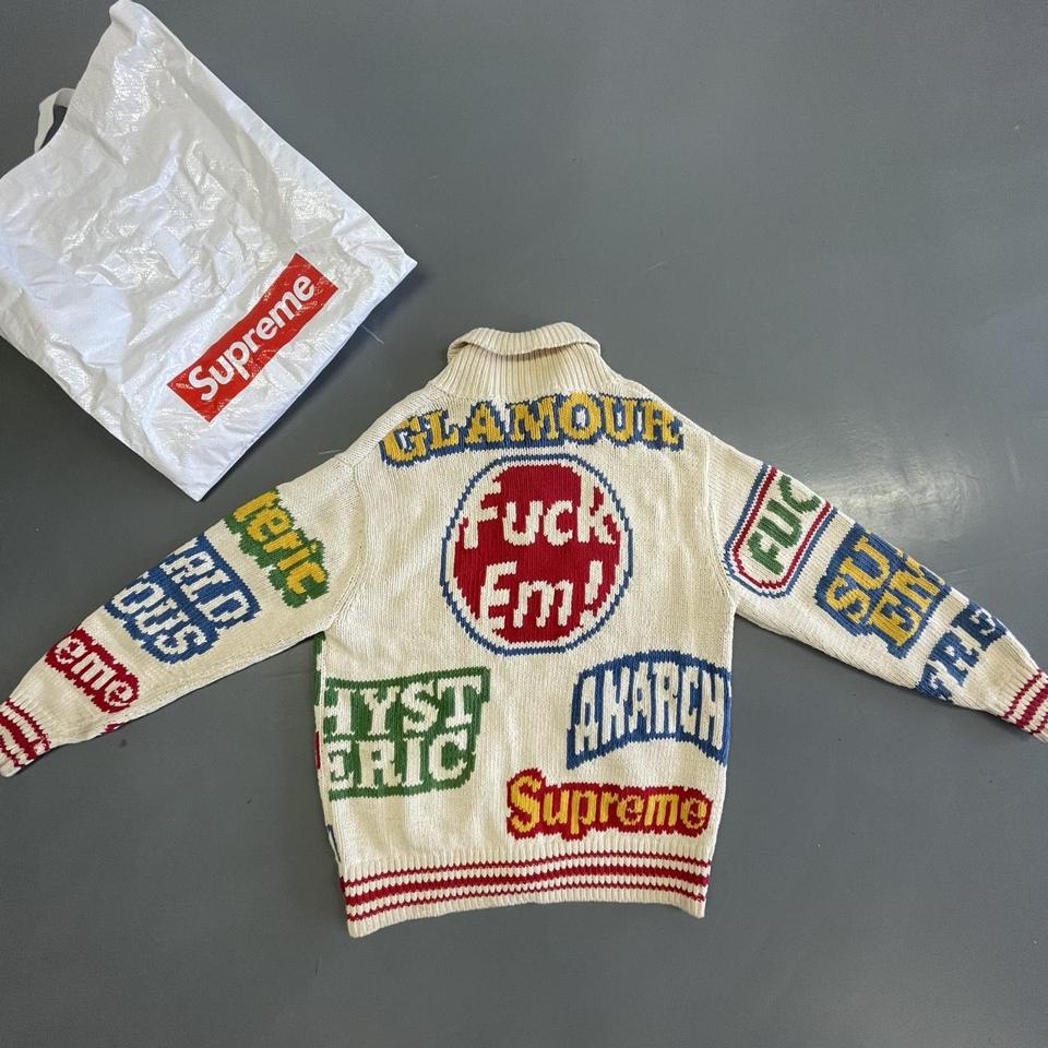 Supreme®/HYSTERIC GLAMOUR Logos Zip Up Sweater knit... - Depop