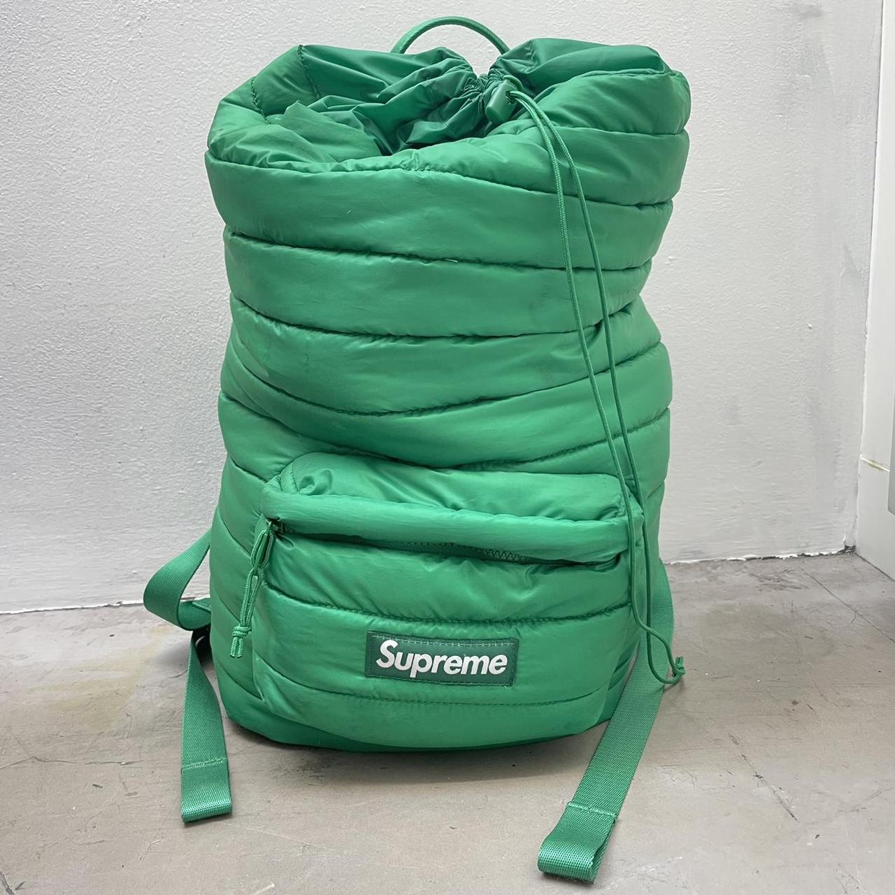 Supreme fw22 puffer backpack green in great... - Depop