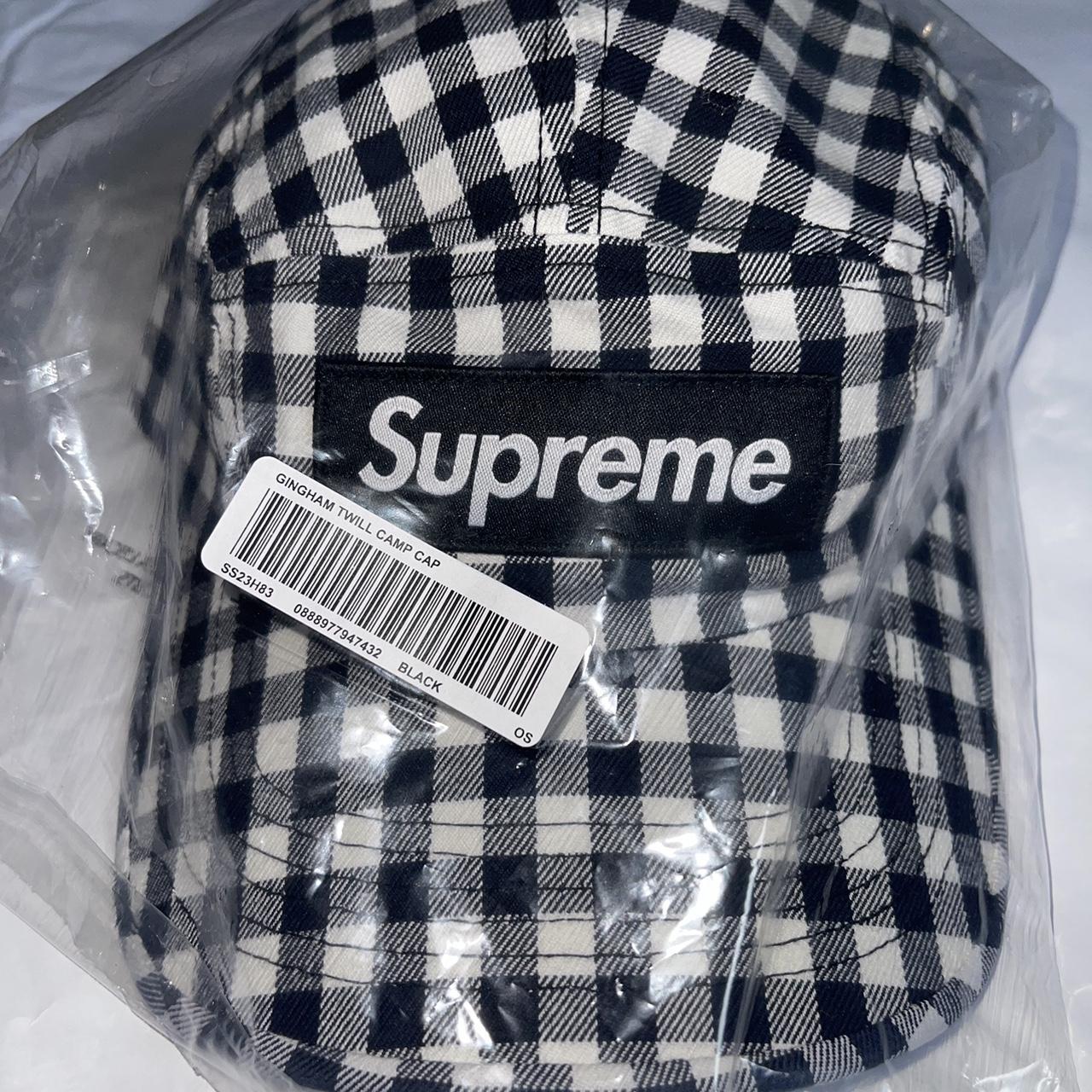 Supreme Gingham Camp Cap - Black - DSWT - Free US... - Depop