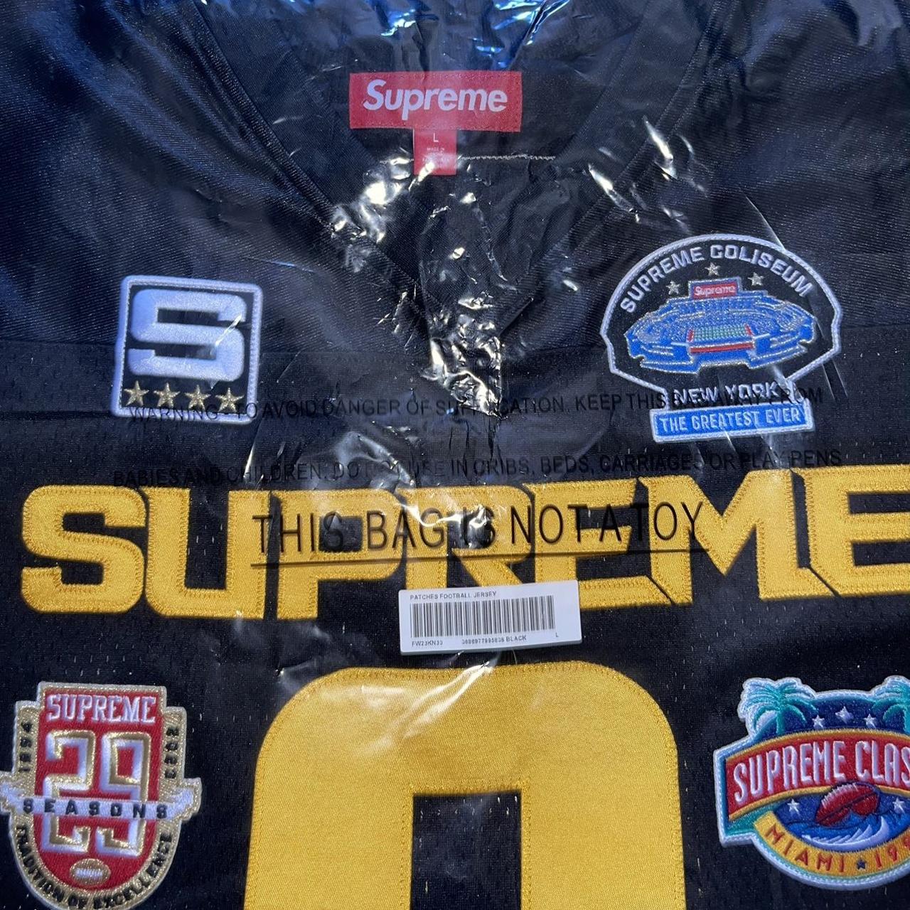 Buy Supreme Championships Embroidered Football Jersey 'Gold