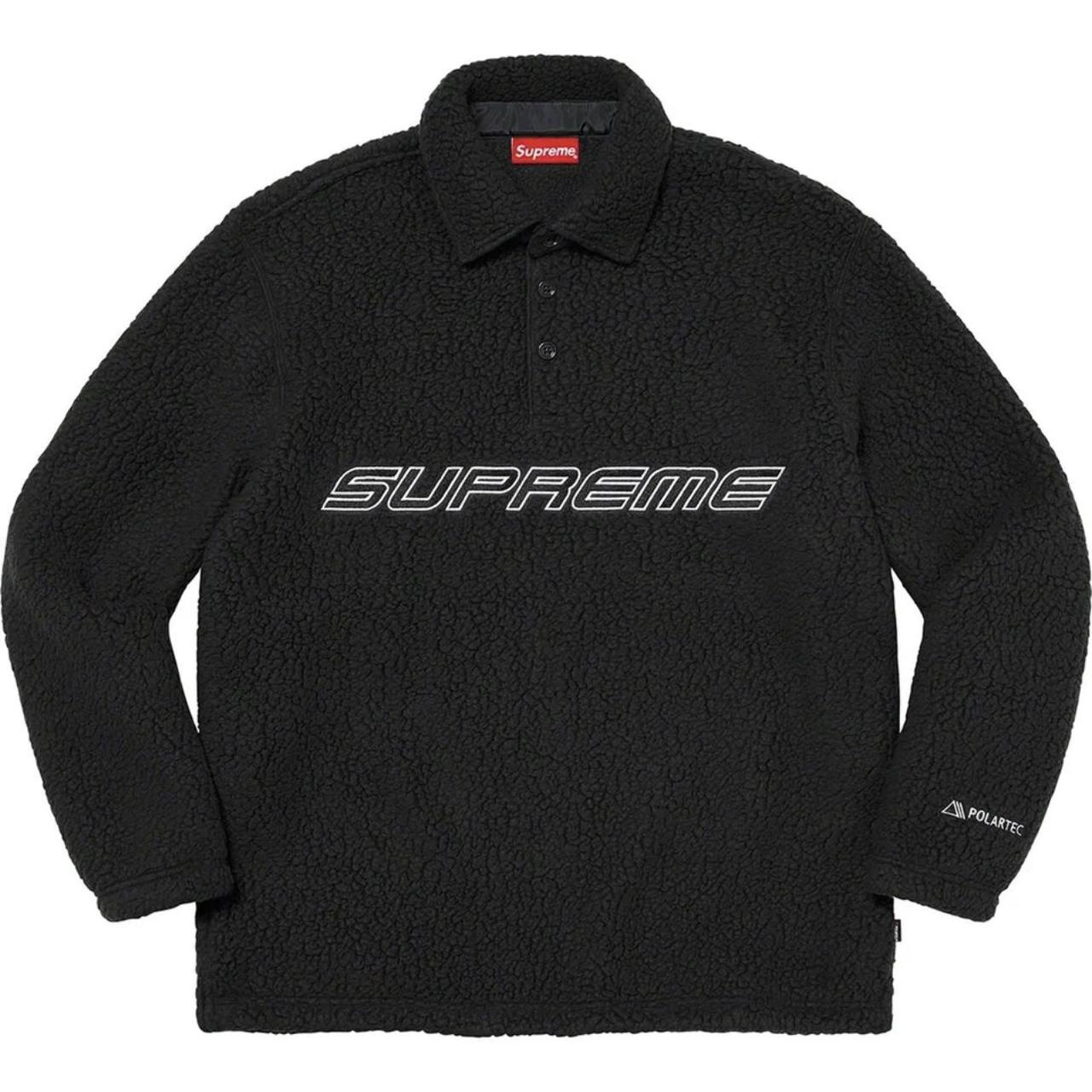 Supreme Polartec® 300 shearling fleece polo with... - Depop