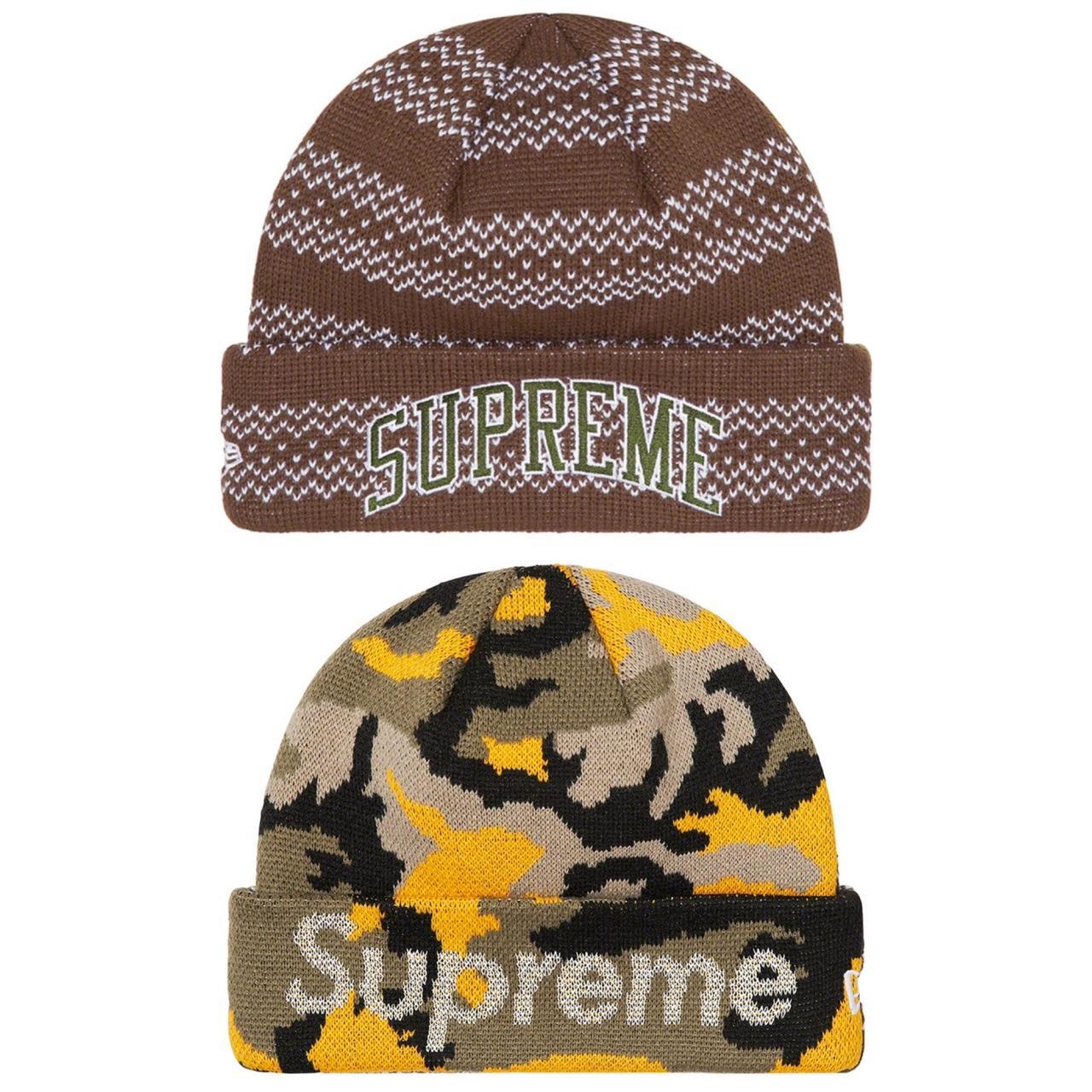 Supreme x New Era Split Beanie Brown/Yellow/Green.... - Depop