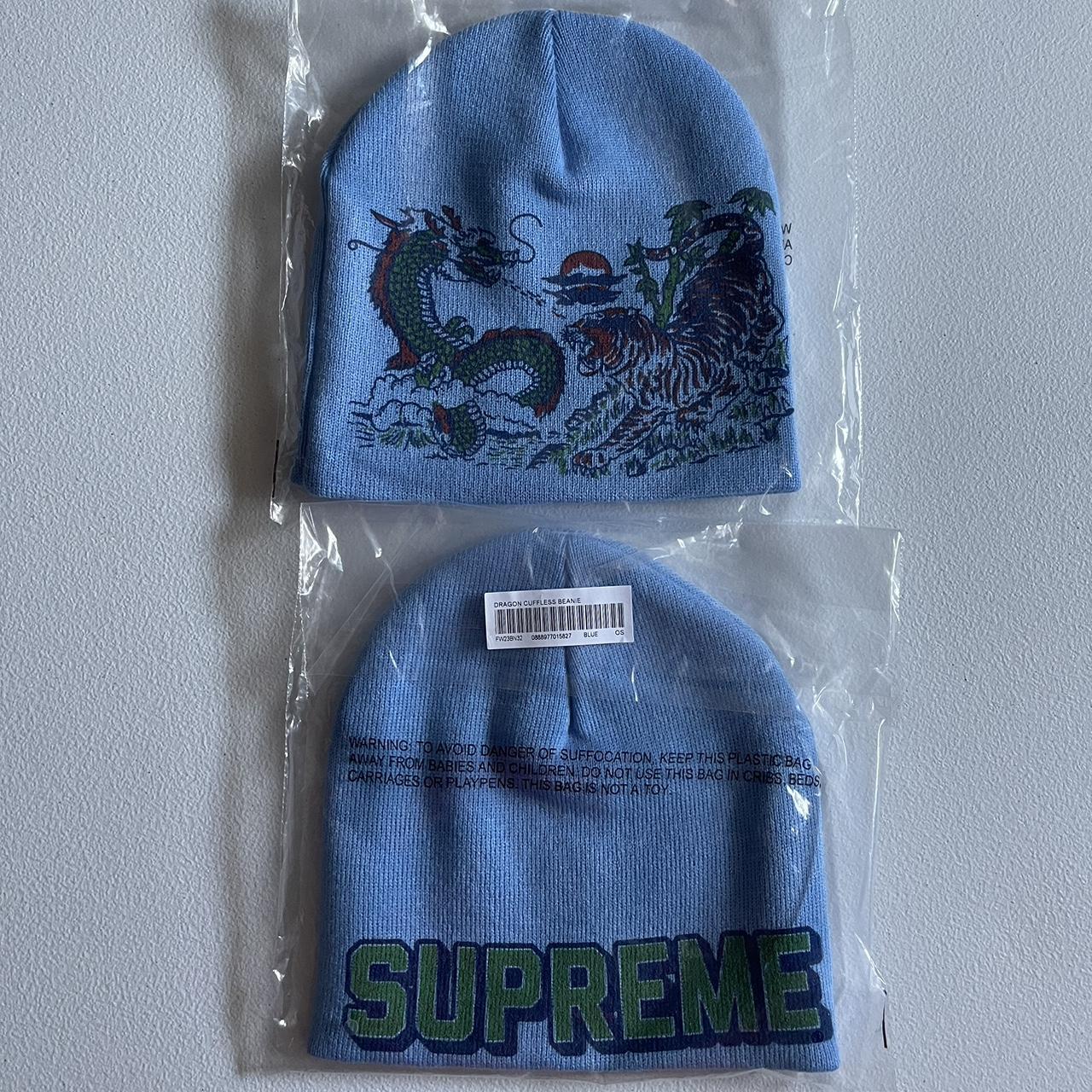 Supreme Dragon Beanie (ONE BEANIE) Blue DSWT,... - Depop