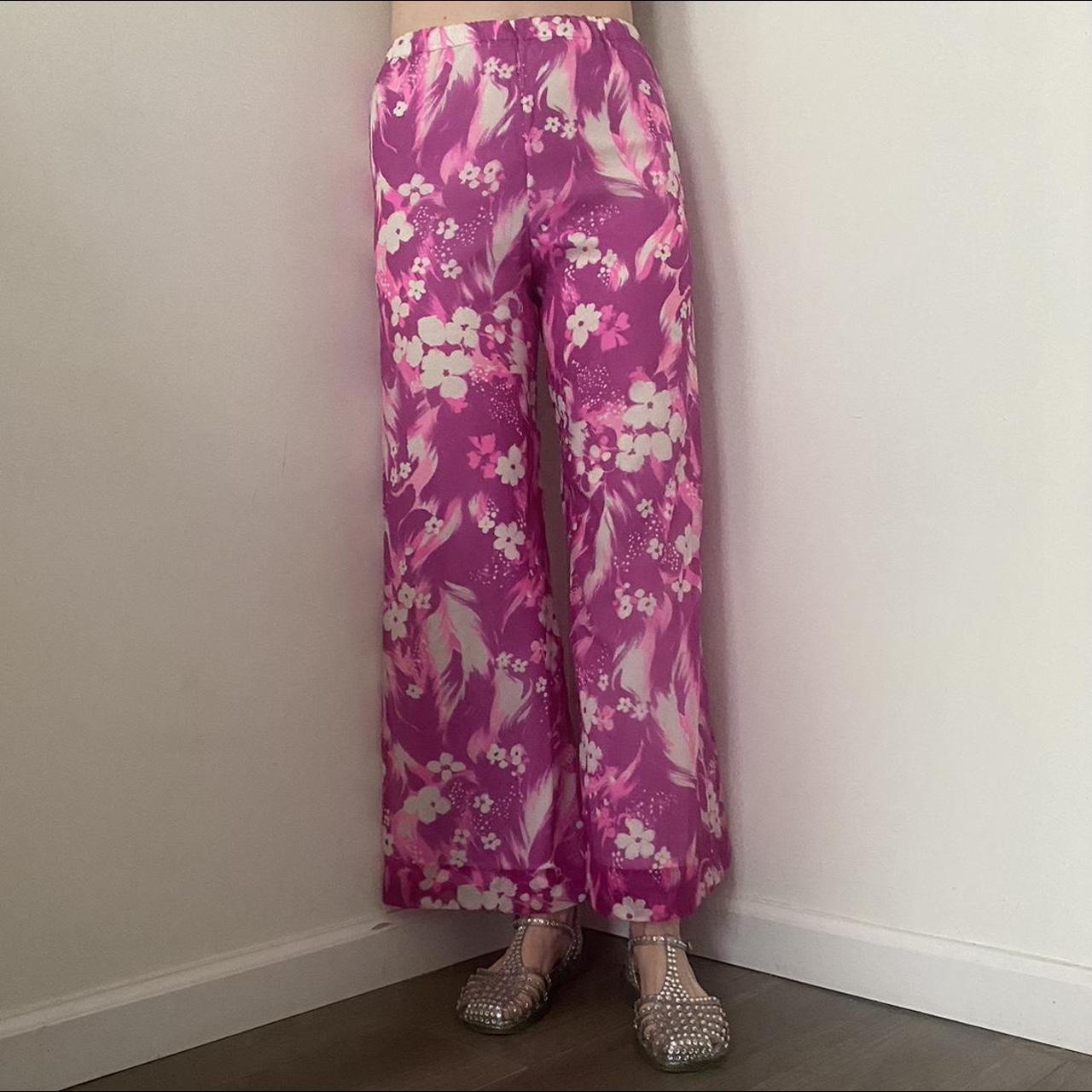 1970s wide leg pants! Gorgeous vibrant 70s floral...
