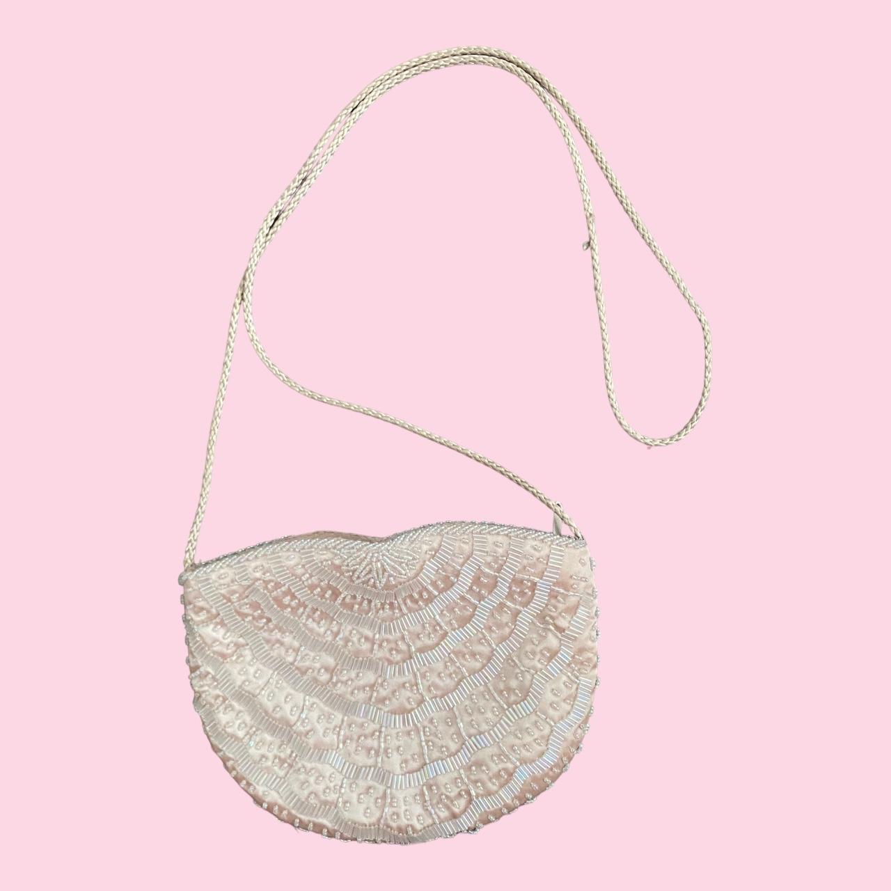 Vintage La Regale beaded purse rose pink shell - Depop