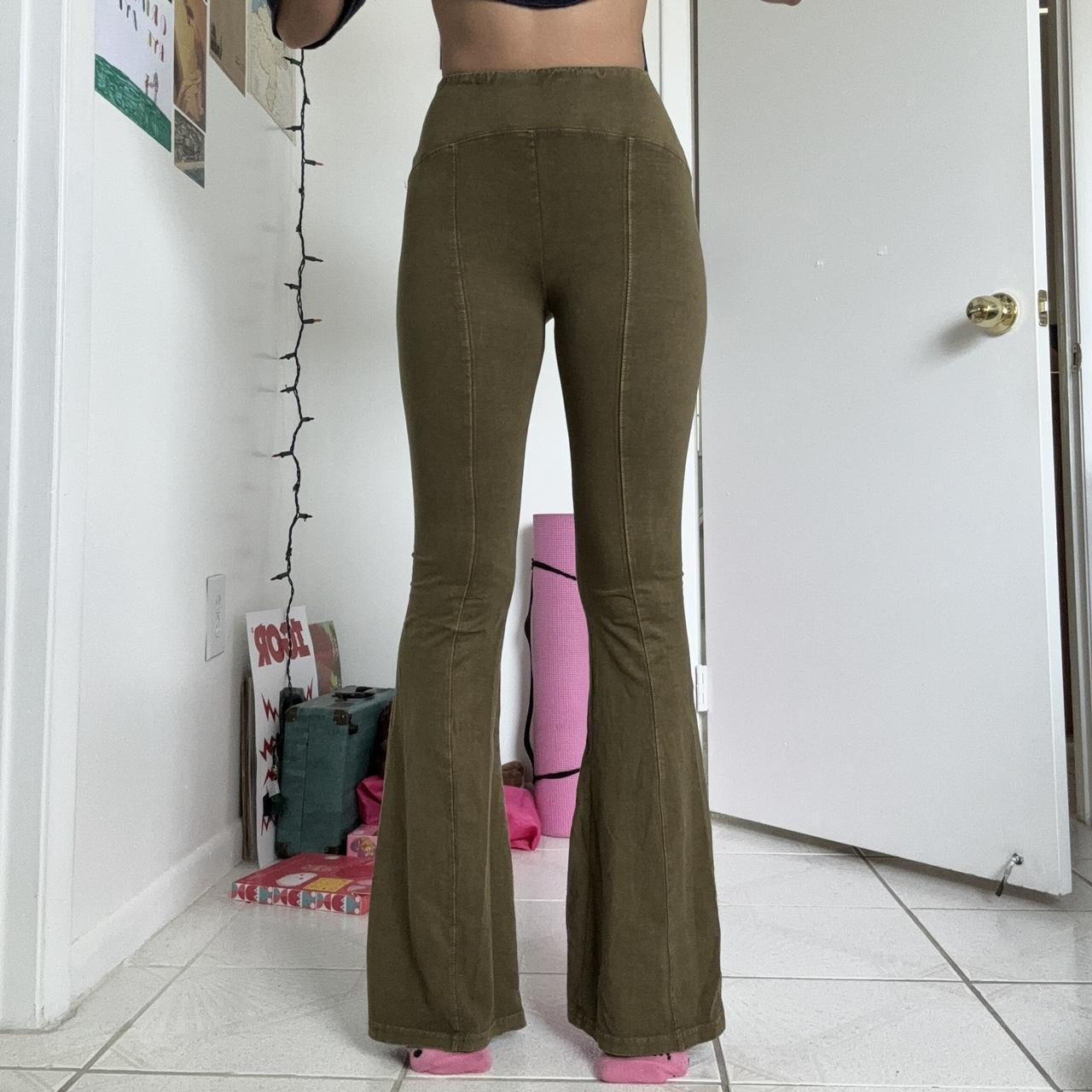Women's Dark Green wide leg yoga pants. Super thick - Depop