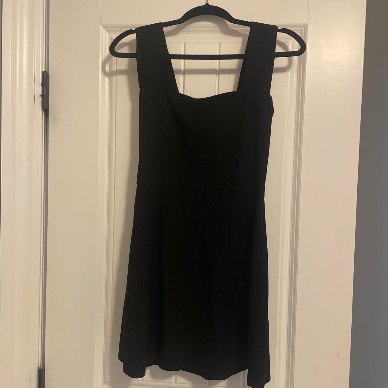 reformation black square neck dress brand new, never... - Depop