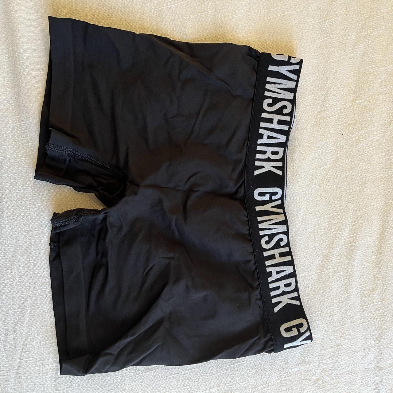 Medium Black Gymshark Shorts. Super cute detailing - Depop