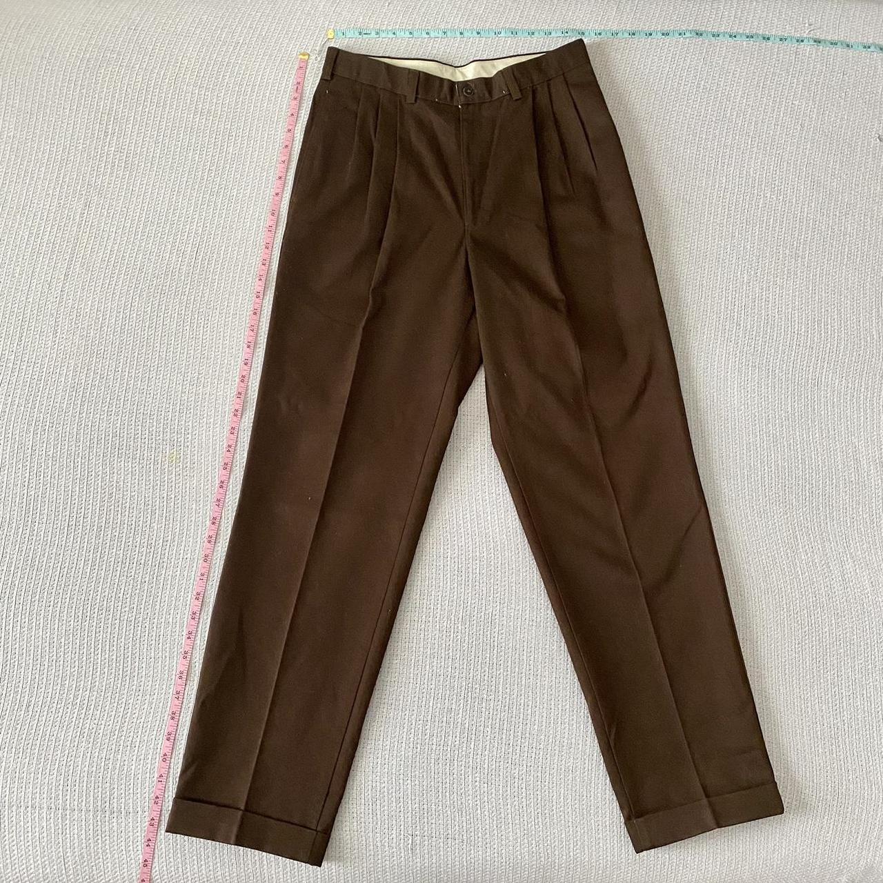 savane dark brown khaki pants one cuff sewed... Depop