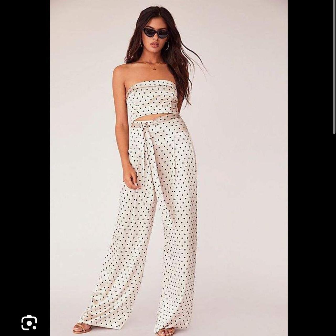 Polka dot strapless jumpsuit online