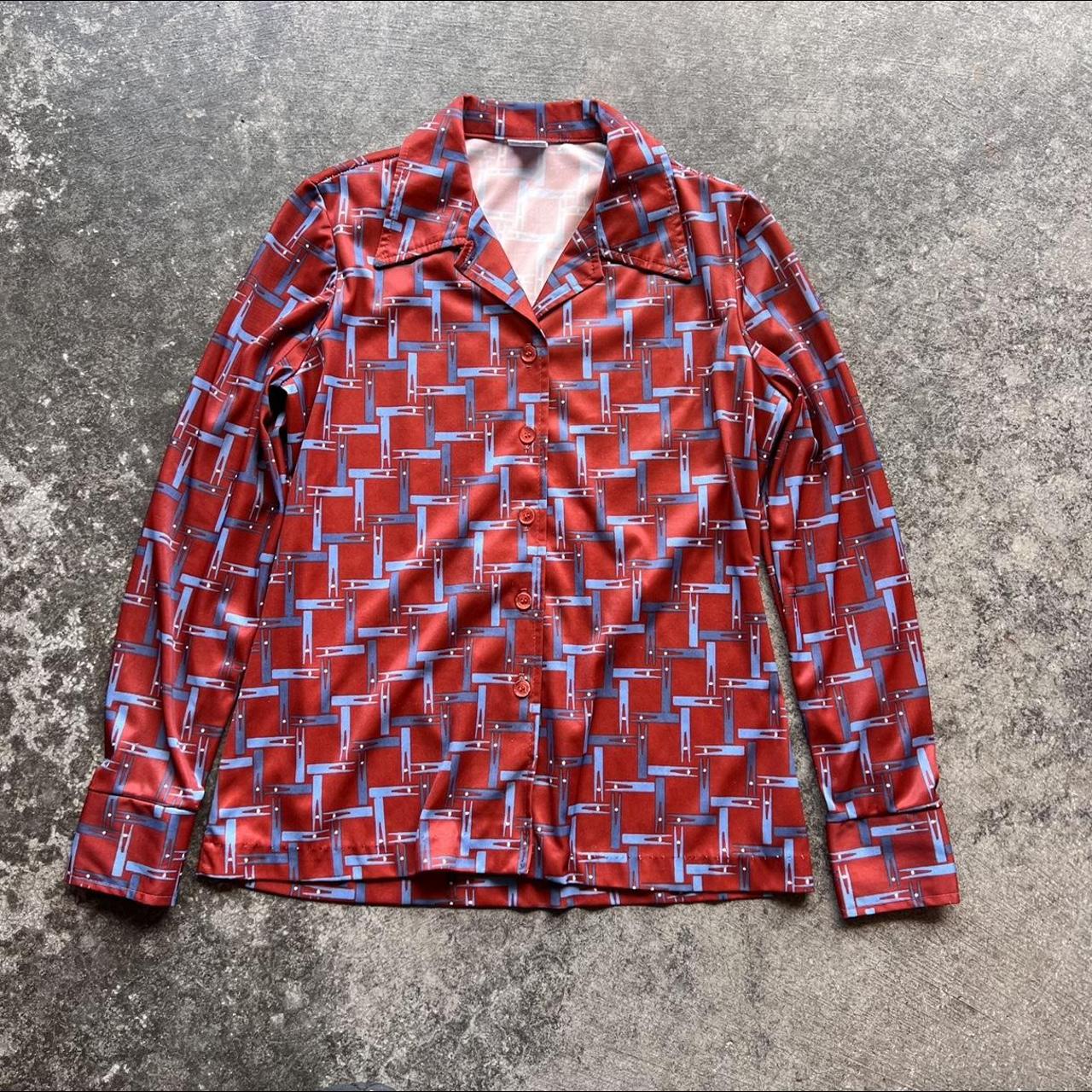 Vintage 70s Disco Pattern Button Up Shirt Fits A Depop