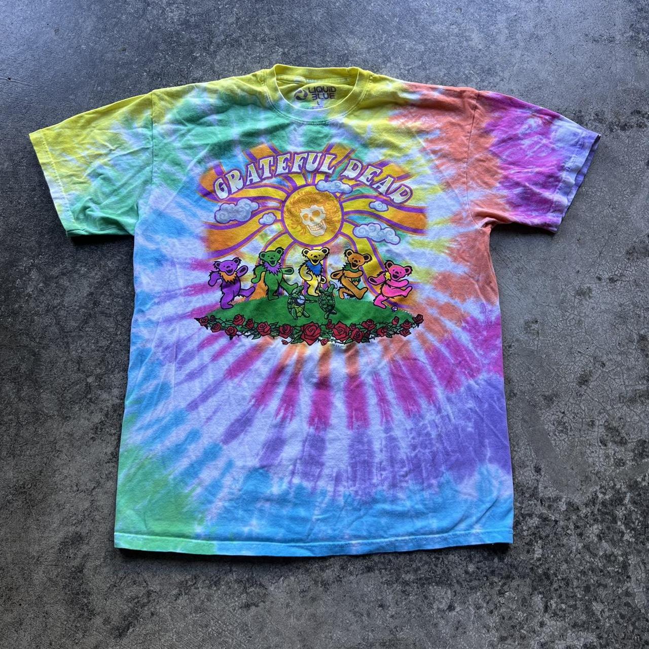 Vintage Liquid Blue Grateful Dead Band Shirt - Depop