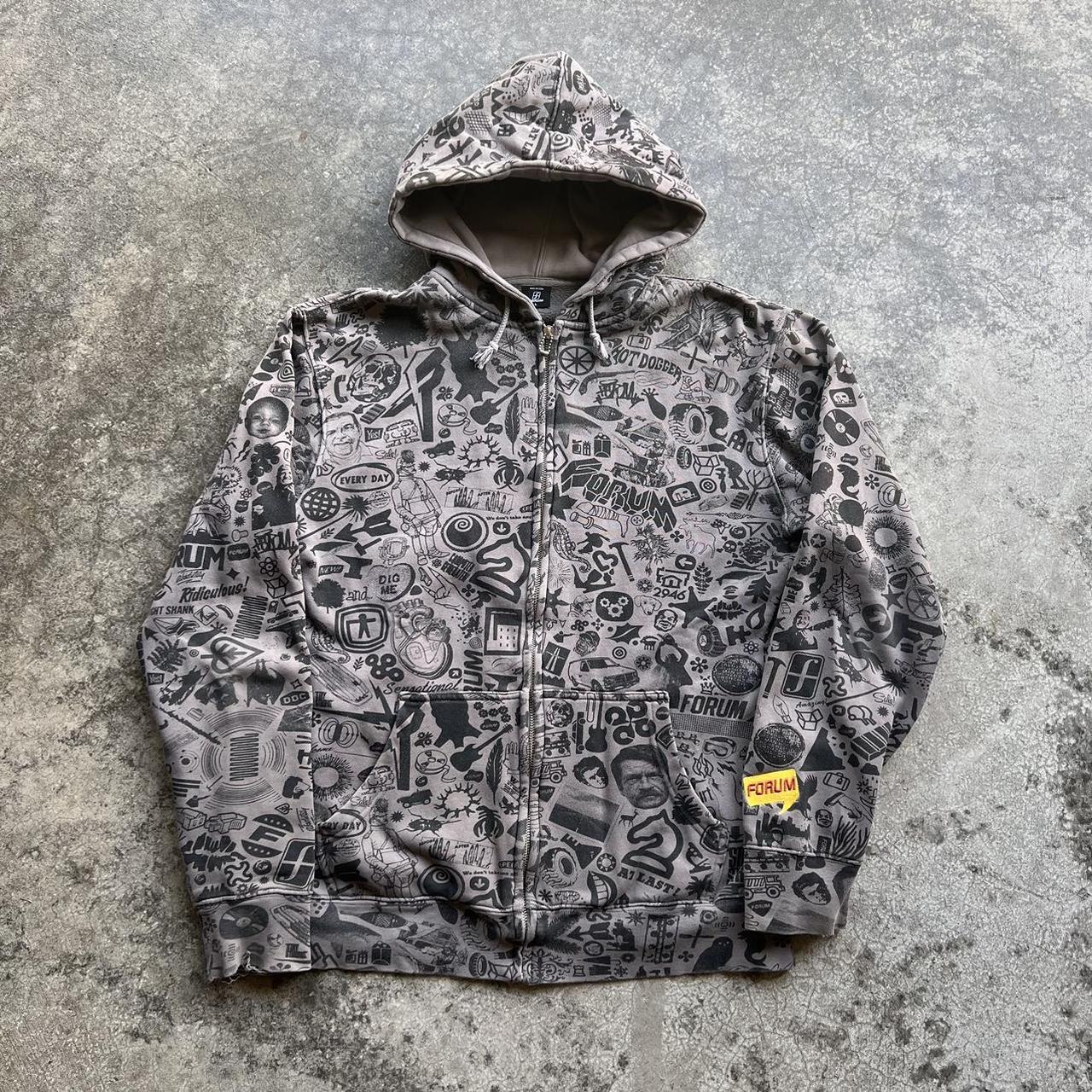 Vintage Y2K Forum Skate Snowboard Graphic Zip Up | Depop