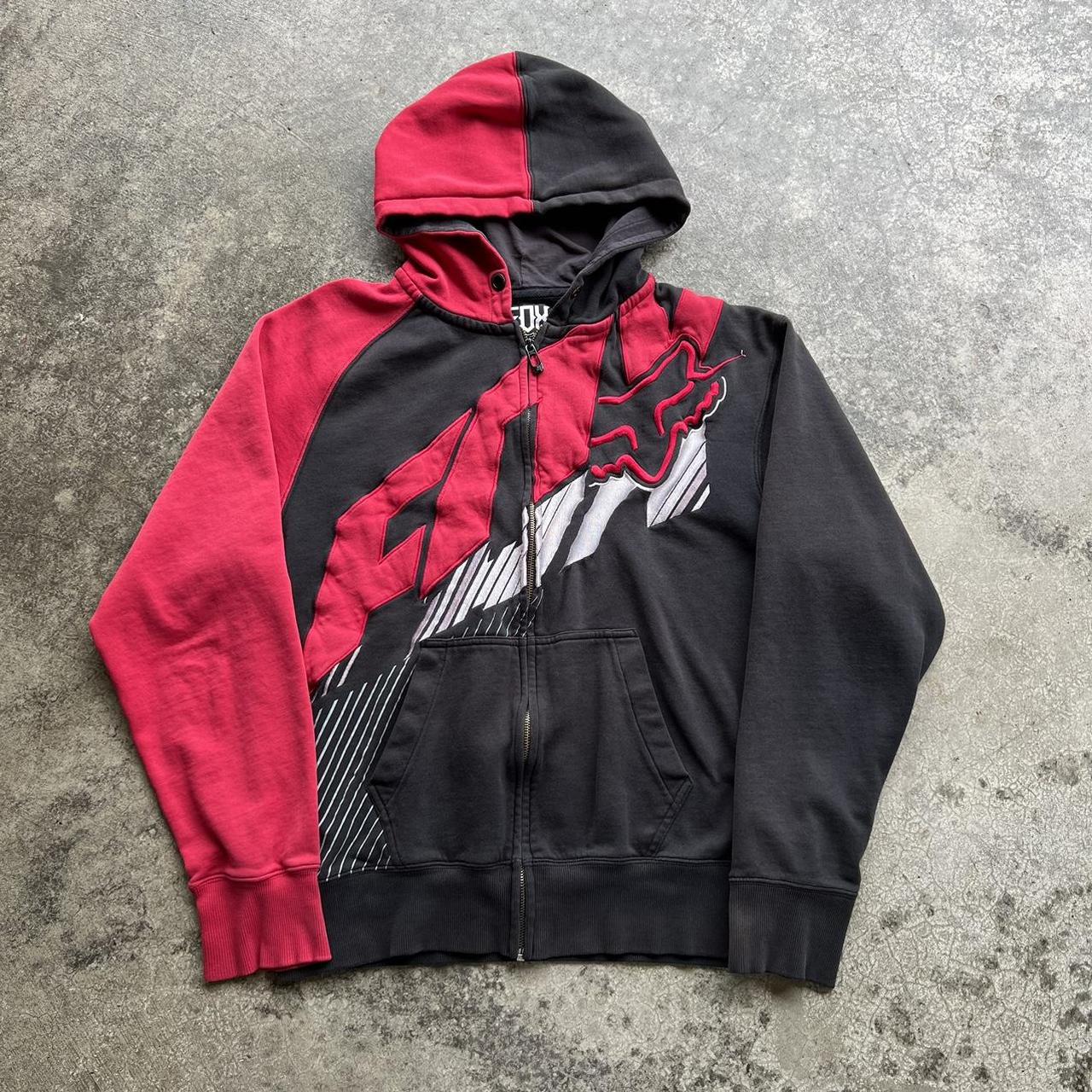 Vintage Y2K Fox Racing Embroidered Zip up Hoodie | Depop