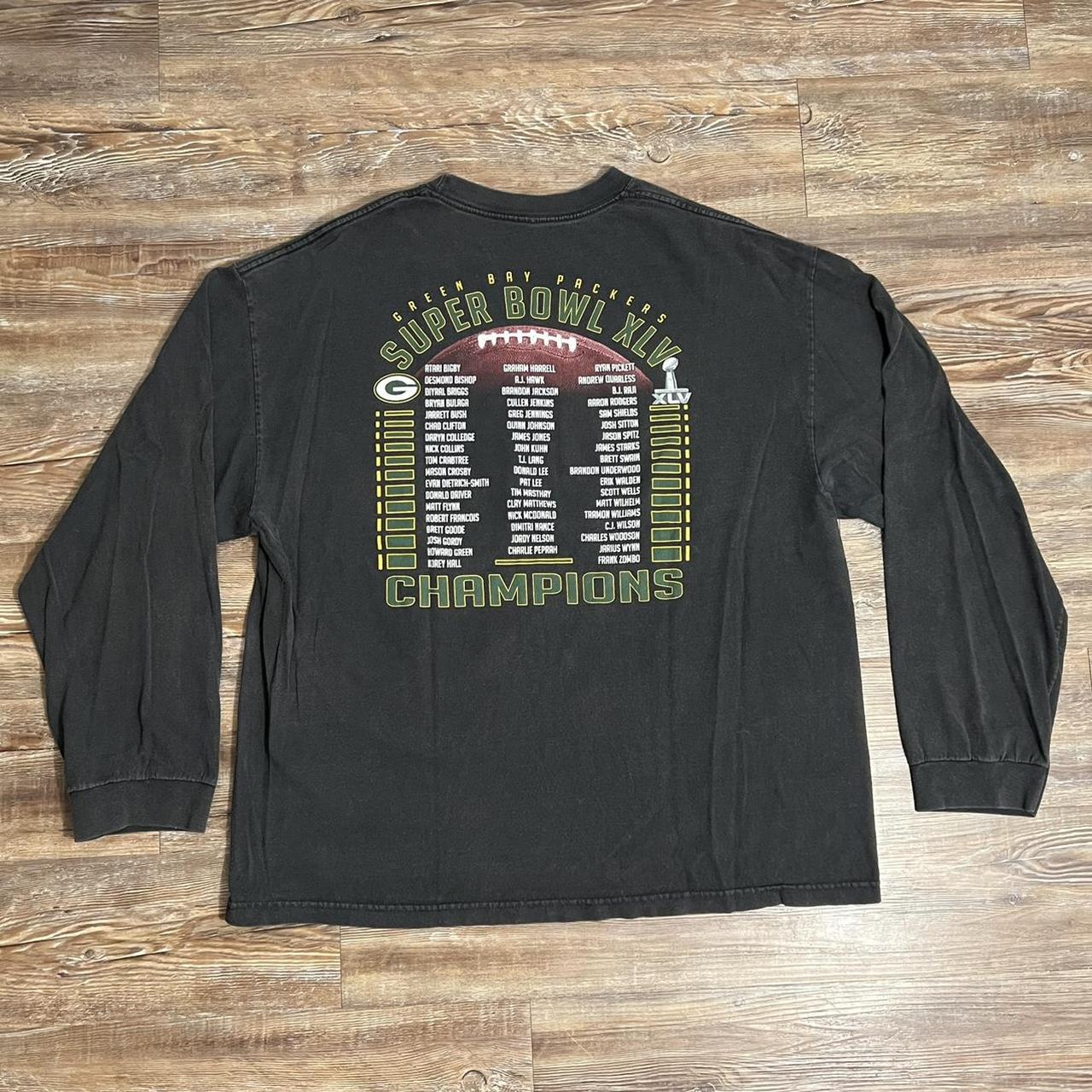 Green Bay Packers Longsleeve Shirt Mens 2XL Black Super Bowl XLV