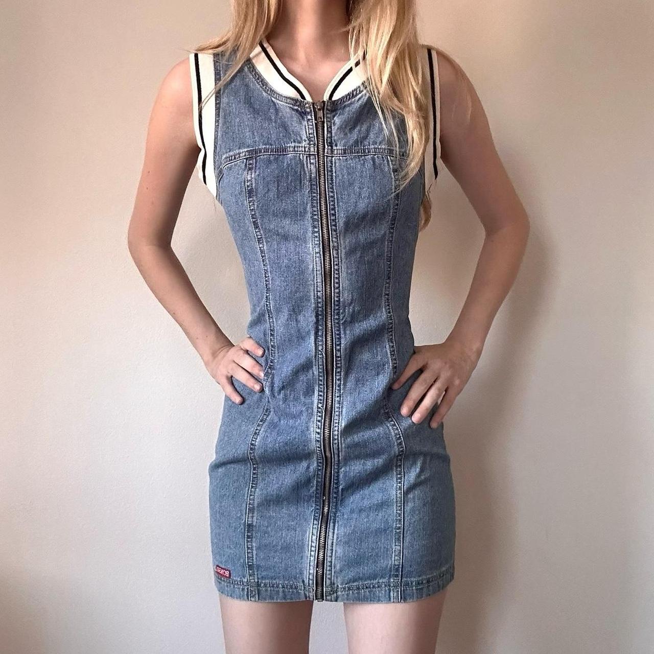 vintage bongo denim mini dress pinned the back to. Depop