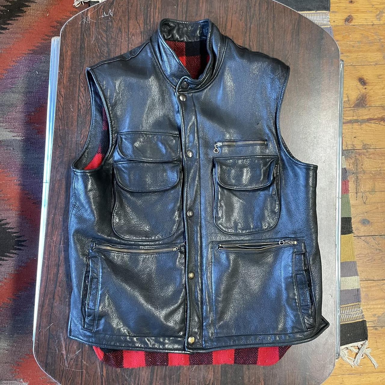 Men's Vintage Black Real Leather Vest In Canada