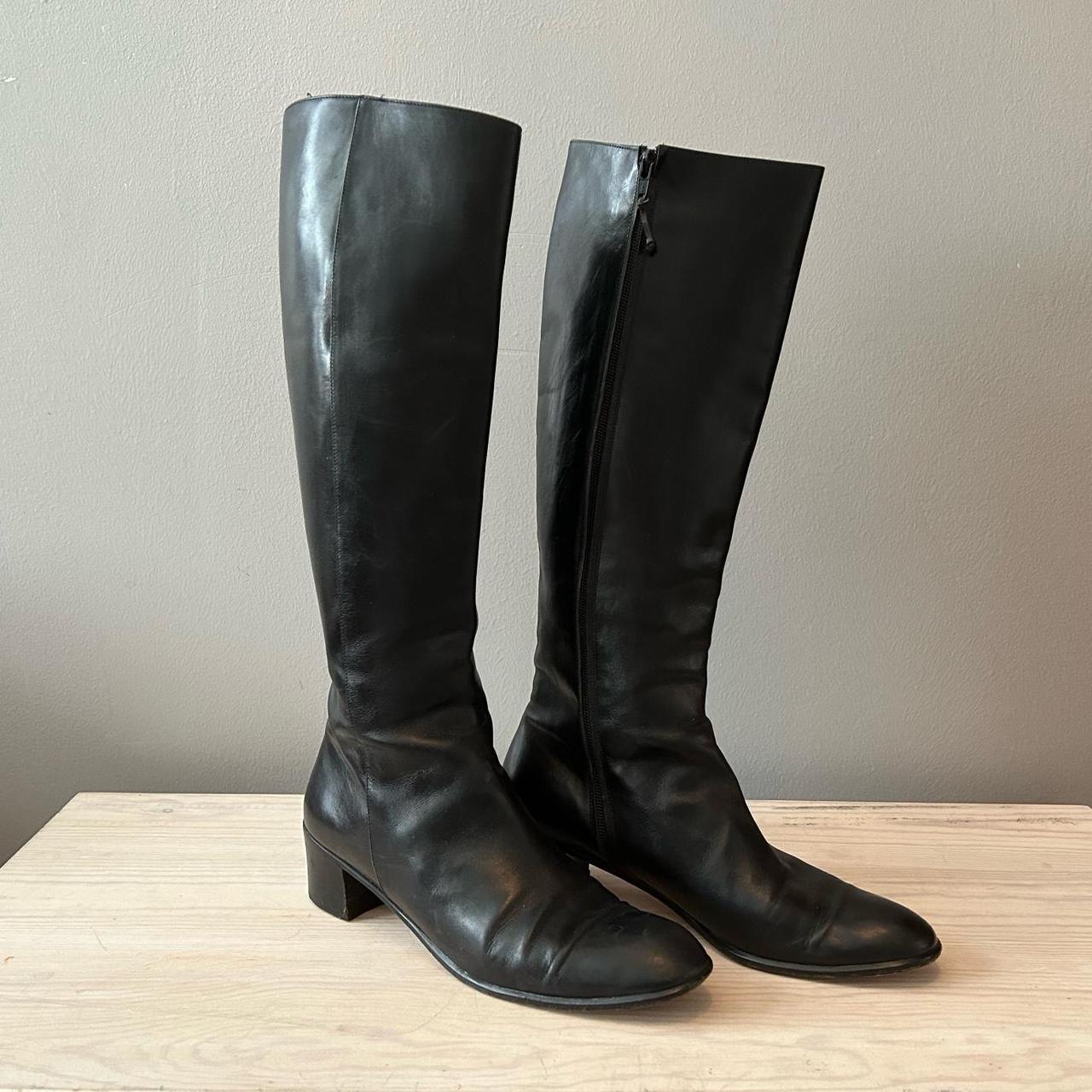 80s Ferragamo Knee High Boots Black sz 9 Gorgeous... - Depop