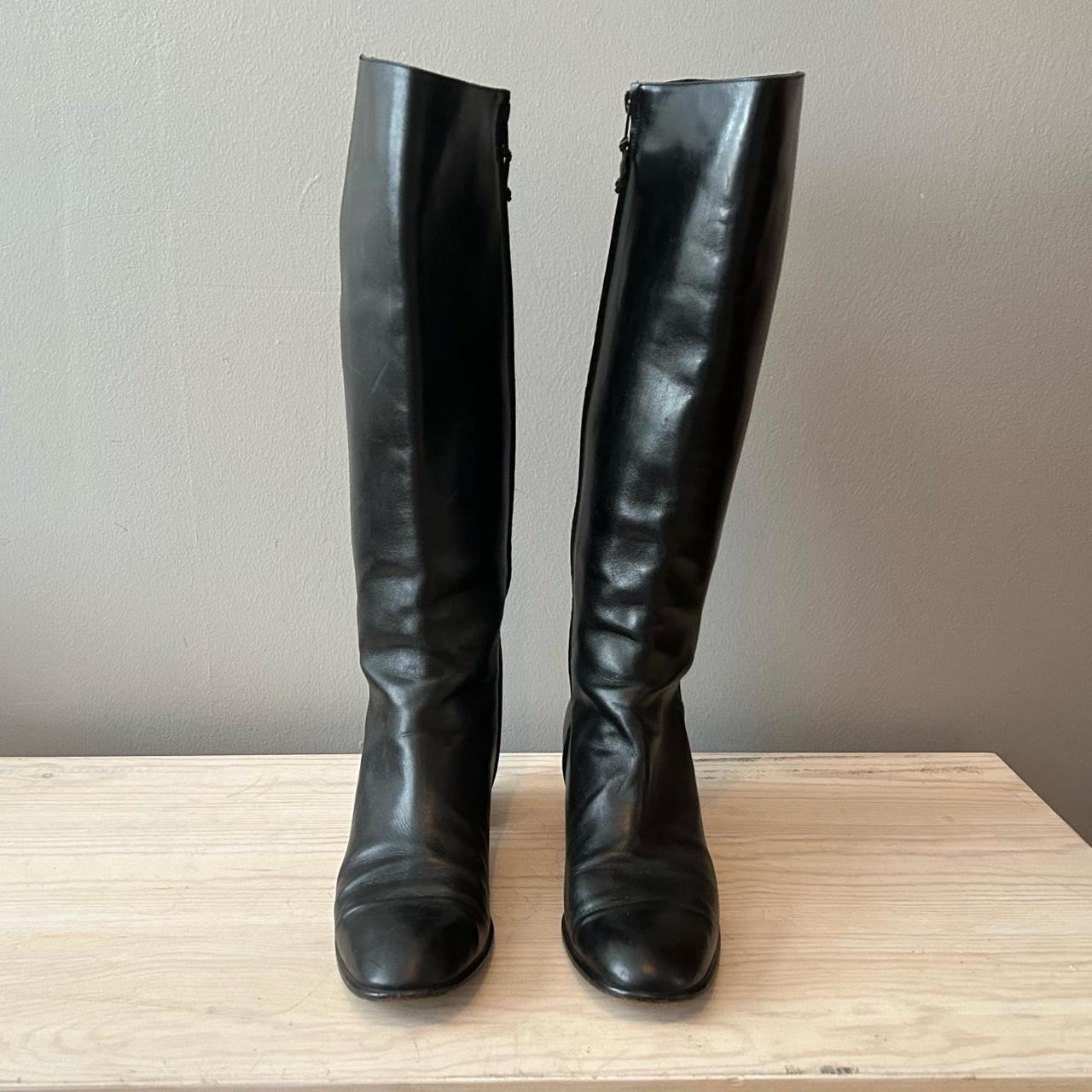 80s Ferragamo Knee High Boots Black sz 9 Gorgeous... - Depop