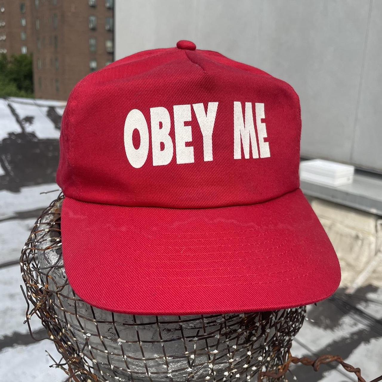 Vintage 90s Red “Obey Me” 5 Panel... - Depop