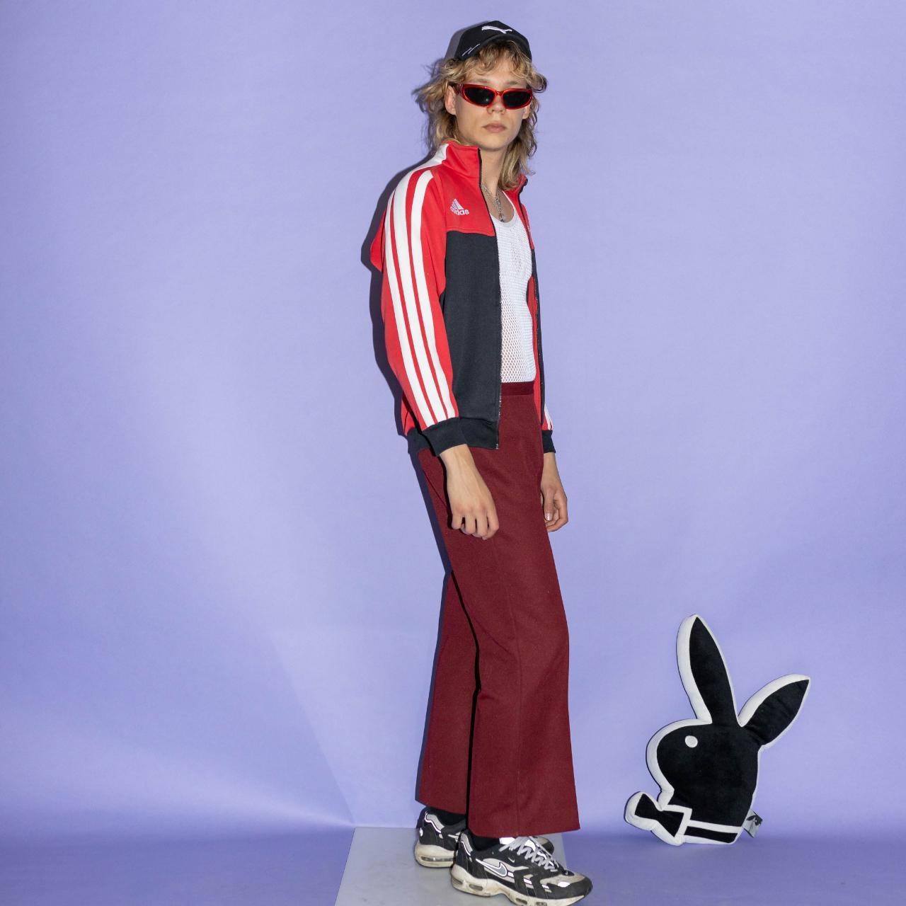 90's Vintage rave/track jacket in red/black