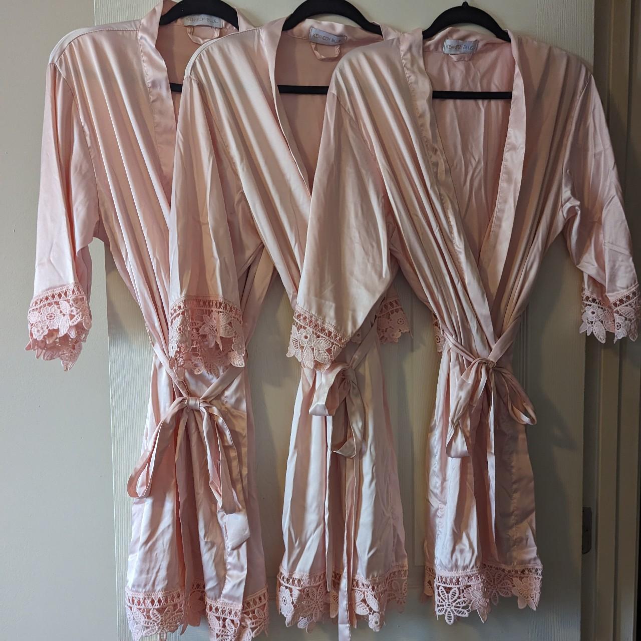 Blush robe bundle Satin robe with floral lace trim... - Depop