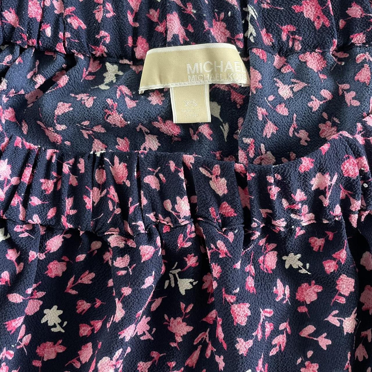 Michael Kors Women's Navy and Pink Blouse | Depop