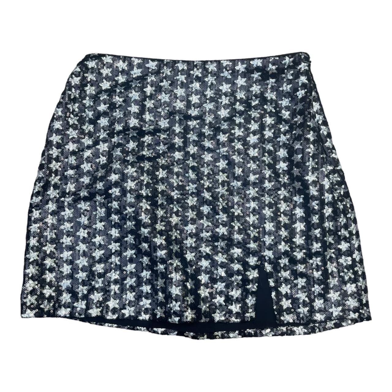 sequin star mini skirt with slit Medium Waist:... - Depop
